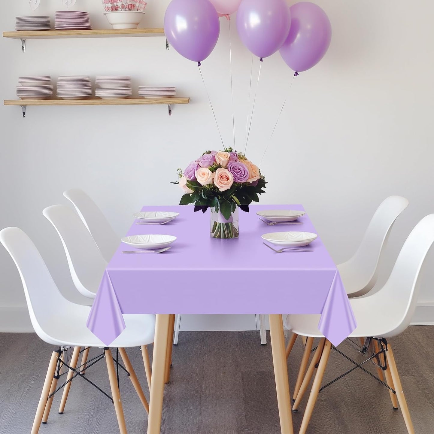 4 Pieces Purple Series Rectangle Tablecloth, 54x72 Solid Color Waterproof & Spillproof Disposable Plastic Table Cover, Durable Party Tablecloth for Dining, Buffet, Picnic, Outdoor Events