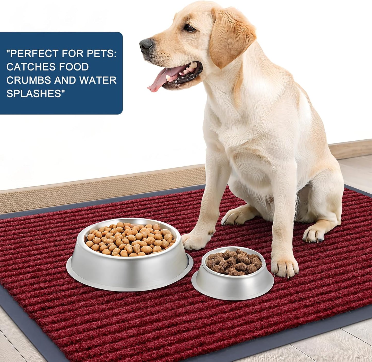 OLANLY Front Door Mat Indoor Outdoor Entrance, Waterproof Heavy Duty Doormat, Fade Resistant, Low Profile, Easy Clean Patio Porch Welcome Floor Mats for Entry, 59x20, Wine Red