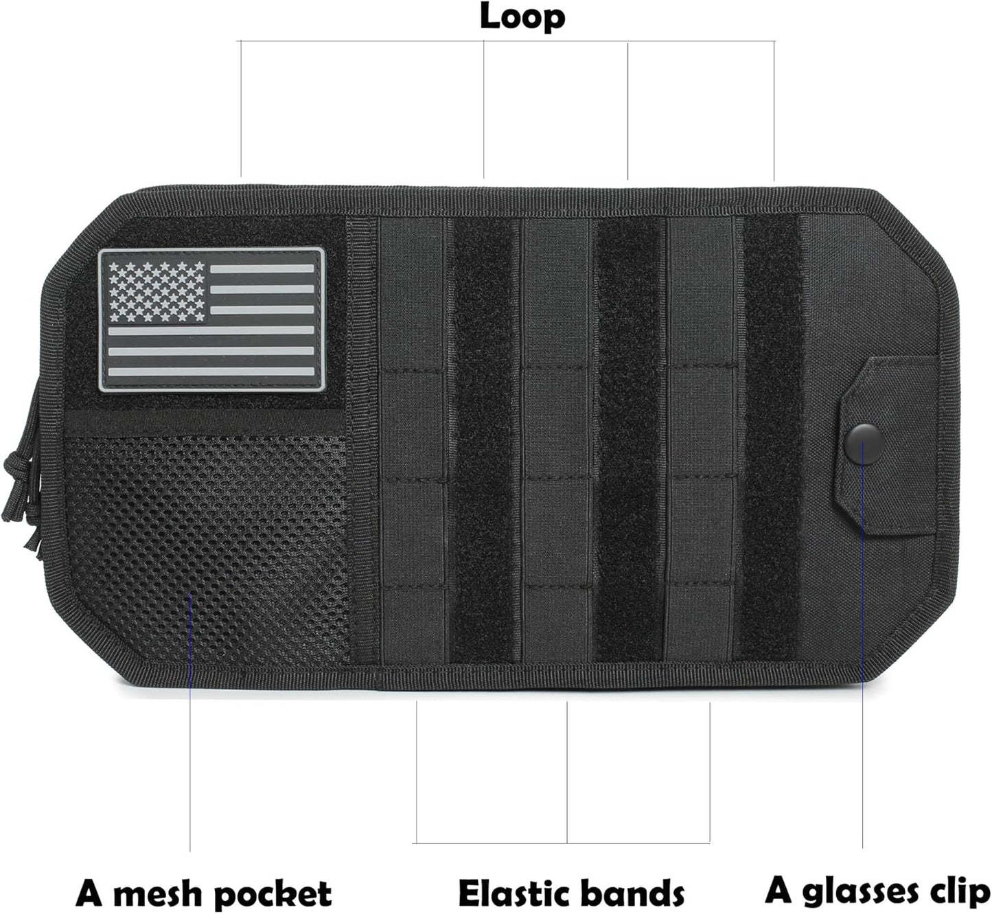 1000D Molle Car Sun Visor Organizer with Glasses Clip - Multi-Pocket Tactical Car Sunshade Storage Pouch Holder Molle Panel for Cars, SUVs & Trucks