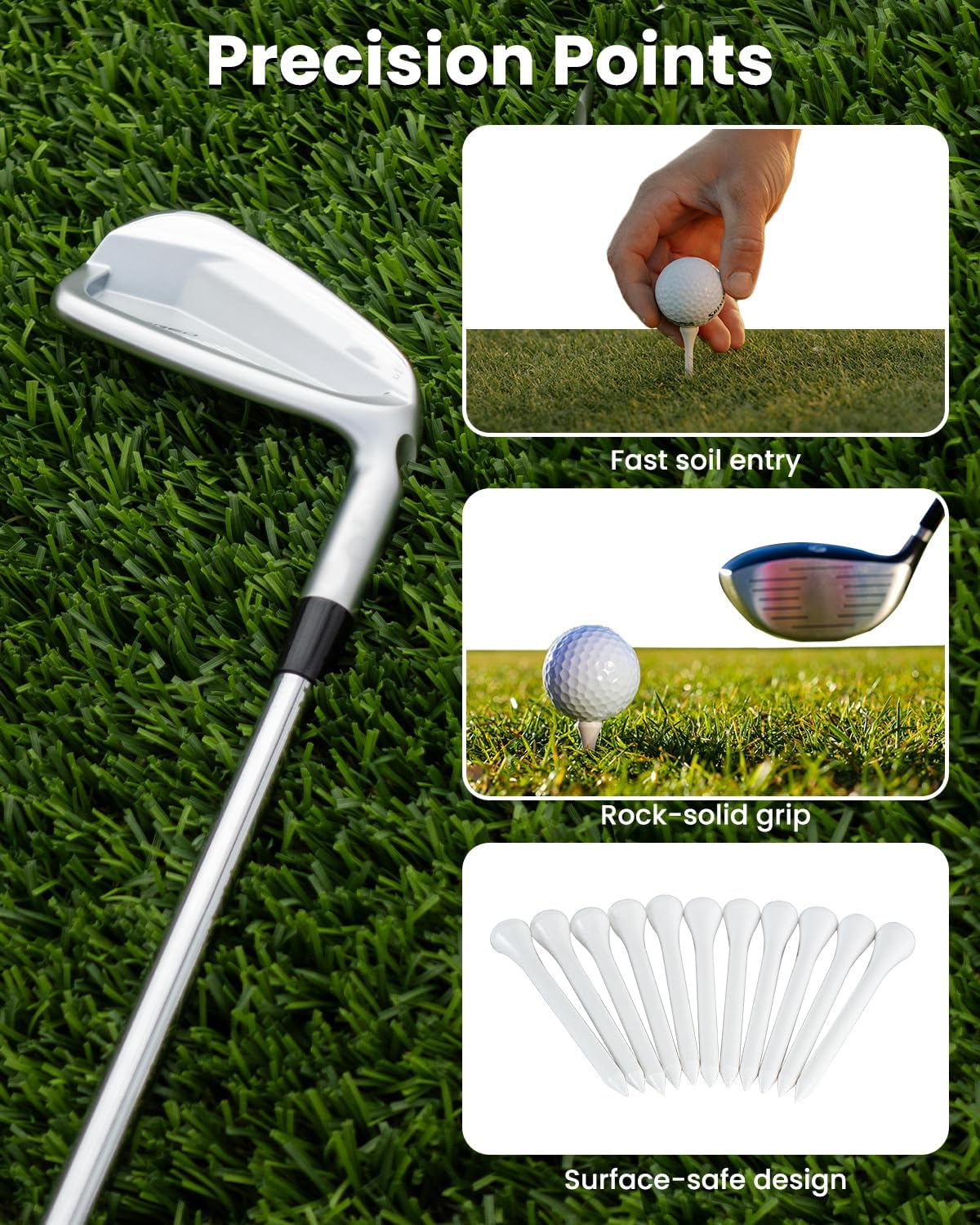 Bamboo Golf Tees 1000 PCS, 2-3/4 inch(70mm) & 3-1/4 inch (83mm) Length, Stronger Than Wood Tees