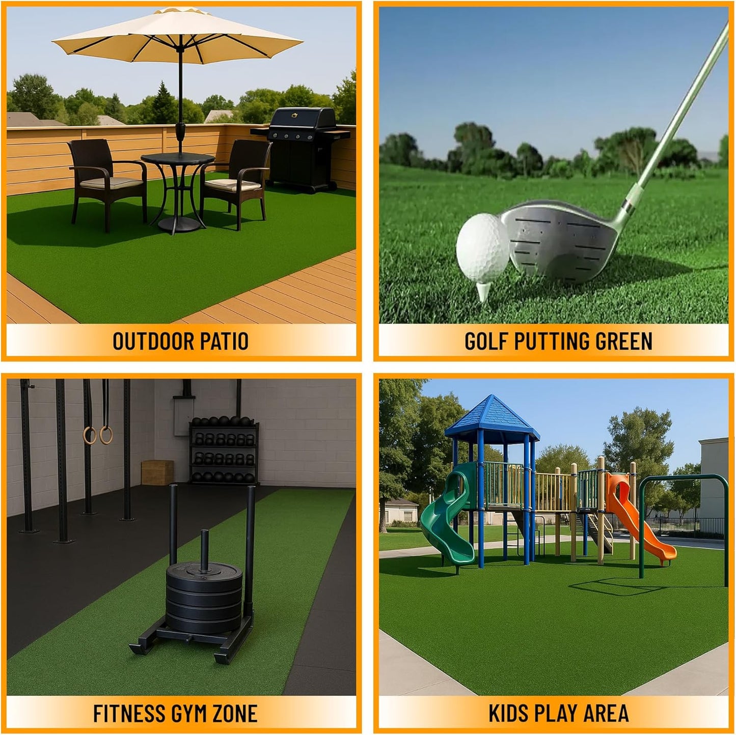 Ottomanson Artificial Turf Golf Hitting Mat 3' x 3' Indoor/Outdoor Waterproof Synthetic Fake Grass for Putting Practice Baseball Football Sports Gym Backyard, Custom Size 2' up to 30'