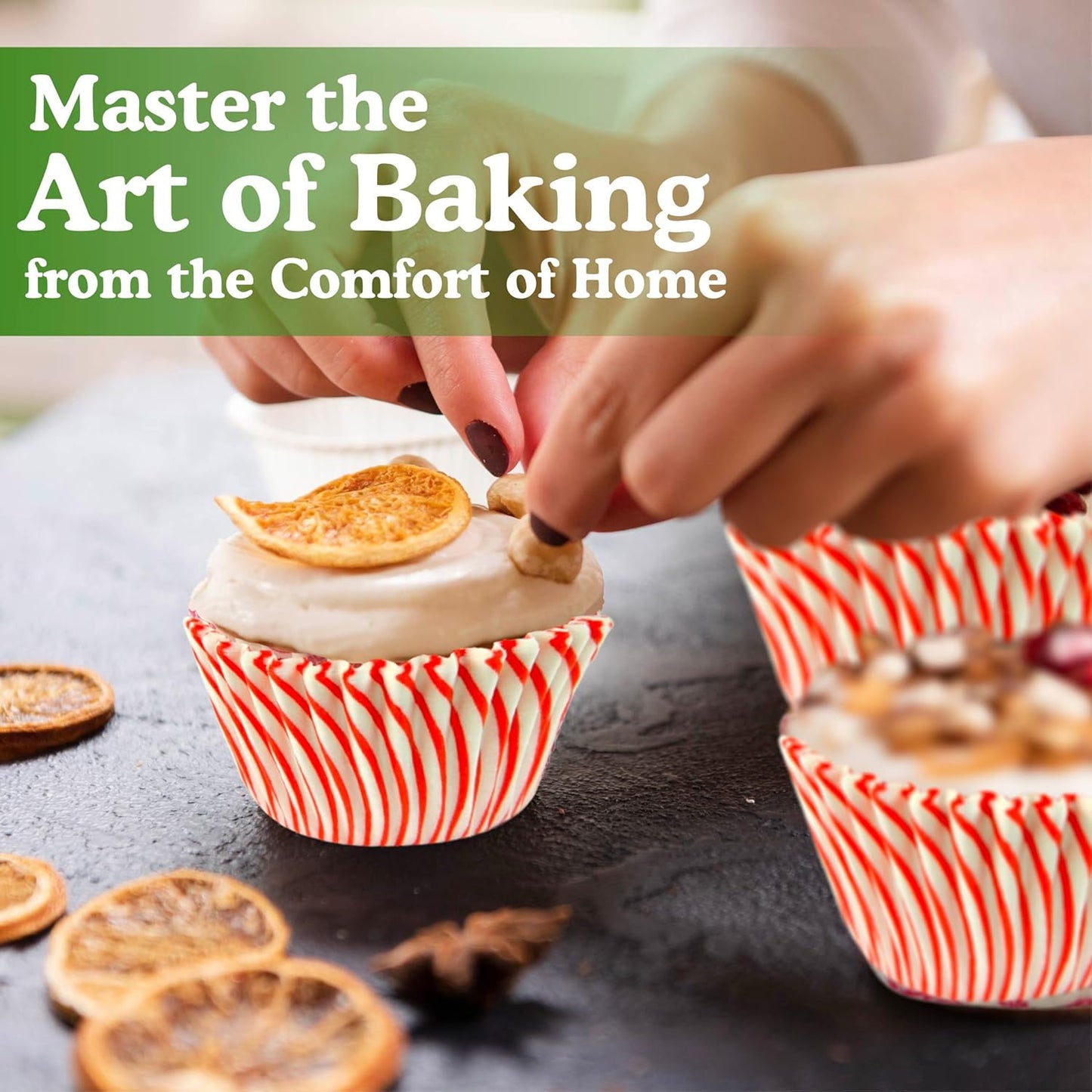 Regency Wraps Greaseproof Professional Grade Baking Cups, Pack of 40, Standard Liners, Red Pisa Stripe, for Cupcakes, Muffins, Candy, Non Stick