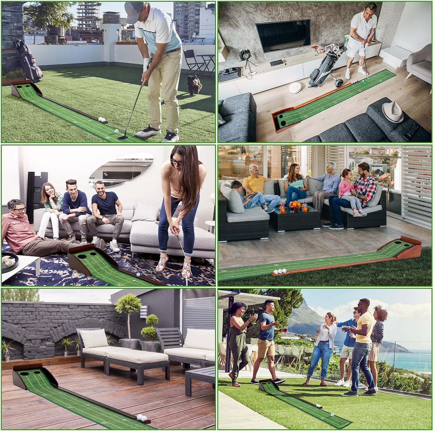 Putting Green Portable Indoor Putting mat,Includes Putting Practice Ball, Wrinkle-Free Mat, and Solid Wood Construction,Office, Living Room, Golf Gift