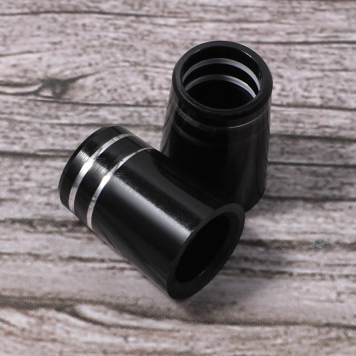 10 Pcs .370 Golf Iron Ferrules with Double Silver Ring Black Golf Ferrule for Taper Tip ID:0.370", OD:0.540", Length:0.750"