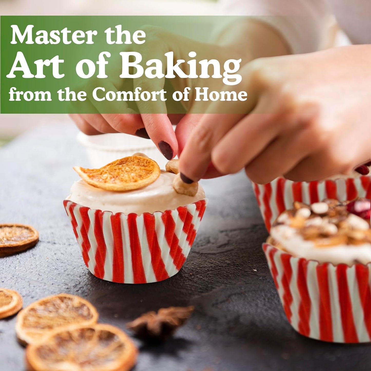 Regency Wraps Greaseproof Professional Grade Baking Cups, Pack of 40, Standard Liners, Red/White Stripe, for Cupcakes, Muffins, Candy, Non Stick