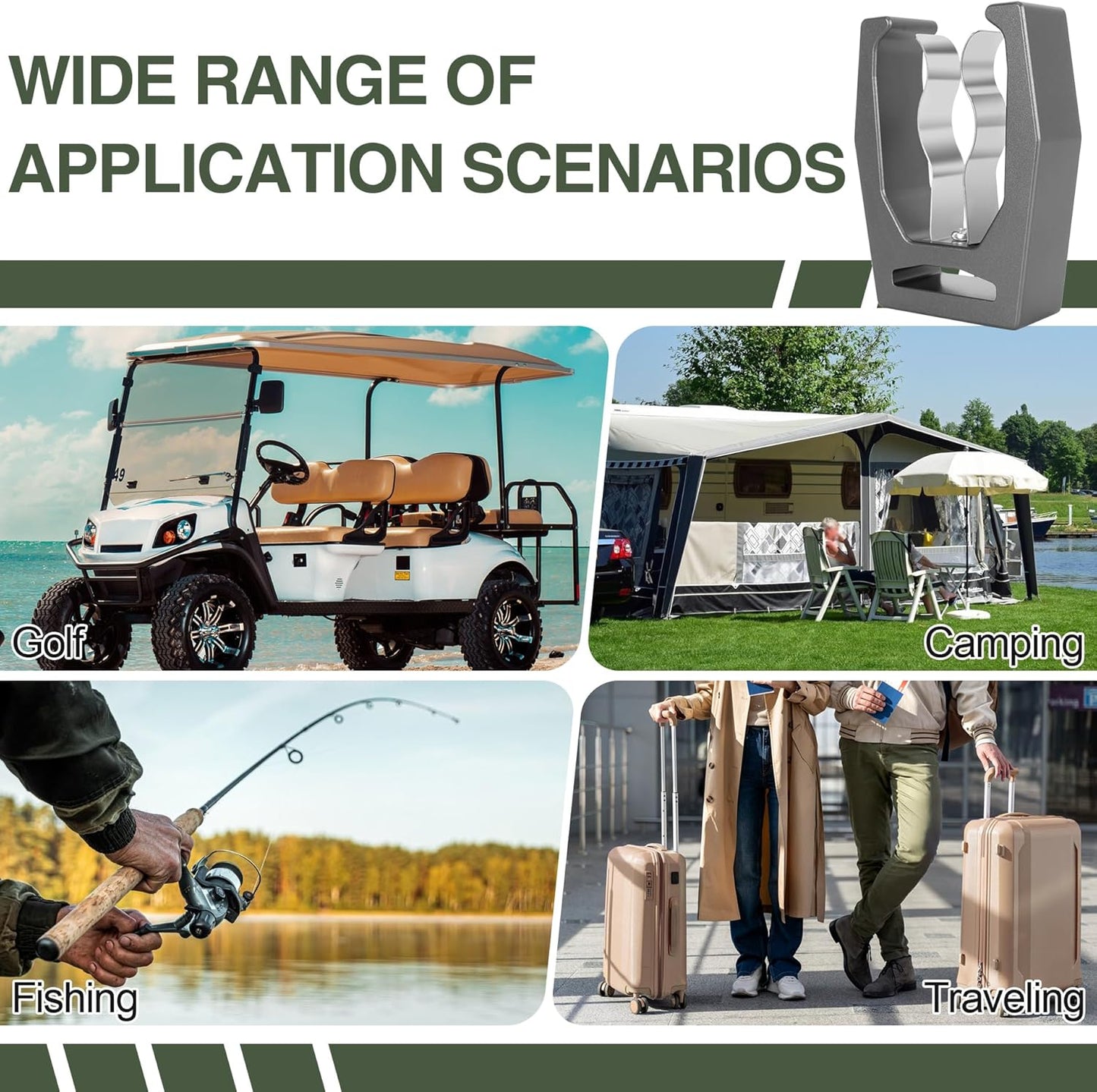 JIAYAN Magnetic Holder for Golf Cart Aluminum Alloy & Stainless Steel Clip Equip with Loop Strap Fit for Golfing, Fishing, Grilling, Camping Golf Accessory for Golf Lovers (Gray)