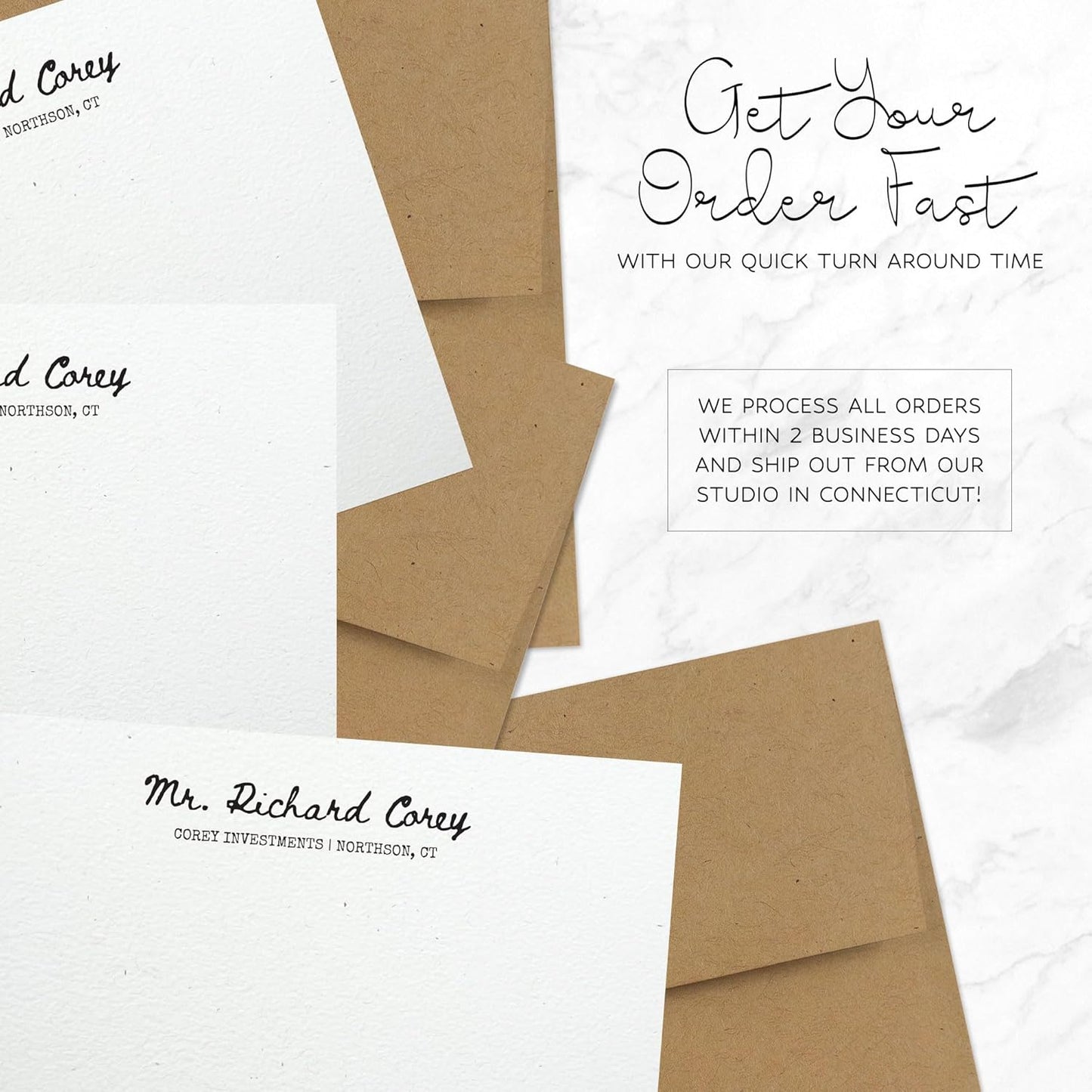 Personalized Note Cards – Custom Flat Stationery Set with Name – Personalized Thank You Cards – Elegant Personalized Stationery for Women (Richard Corey)