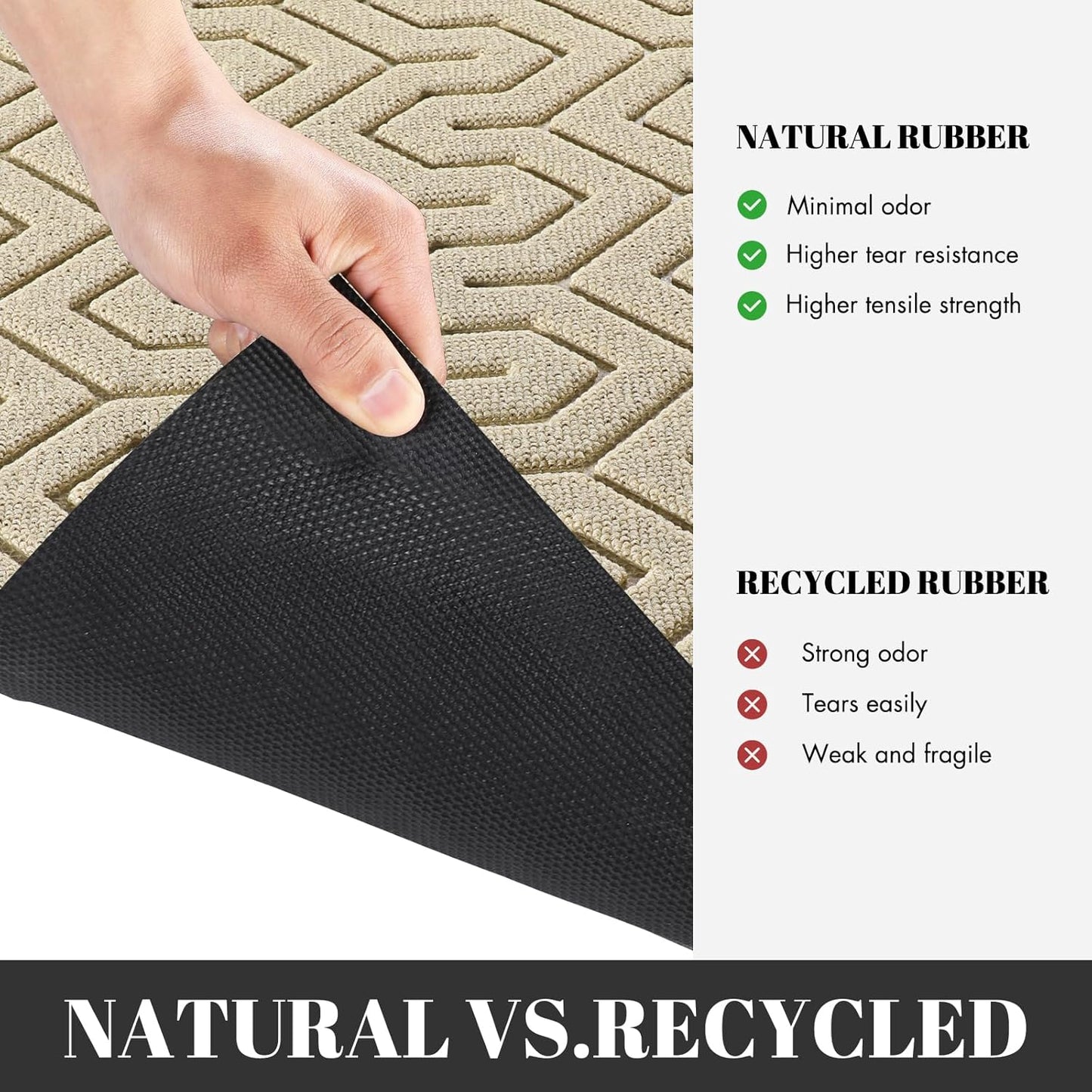 Yimobra Large Door Mat Outside Entrance 47x24, Waterproof Heavy Duty Outdoor Mats for Front Door, Non Slip Rubber Entry Mat for Garage Patio Indoor, Easy Clean, Light Beige