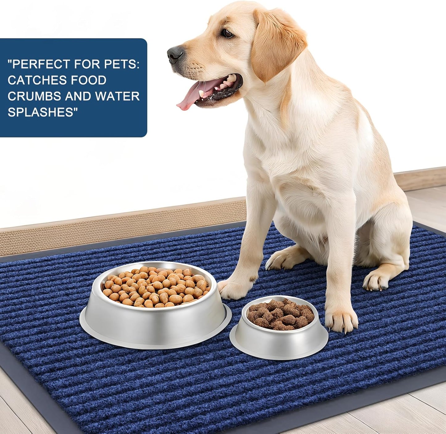 OLANLY Front Door Mat Indoor Outdoor Entrance, Waterproof Heavy Duty Doormat, Fade Resistant, Low Profile, Easy Clean Patio Porch Welcome Floor Mats for Entry, 71x47, Blue