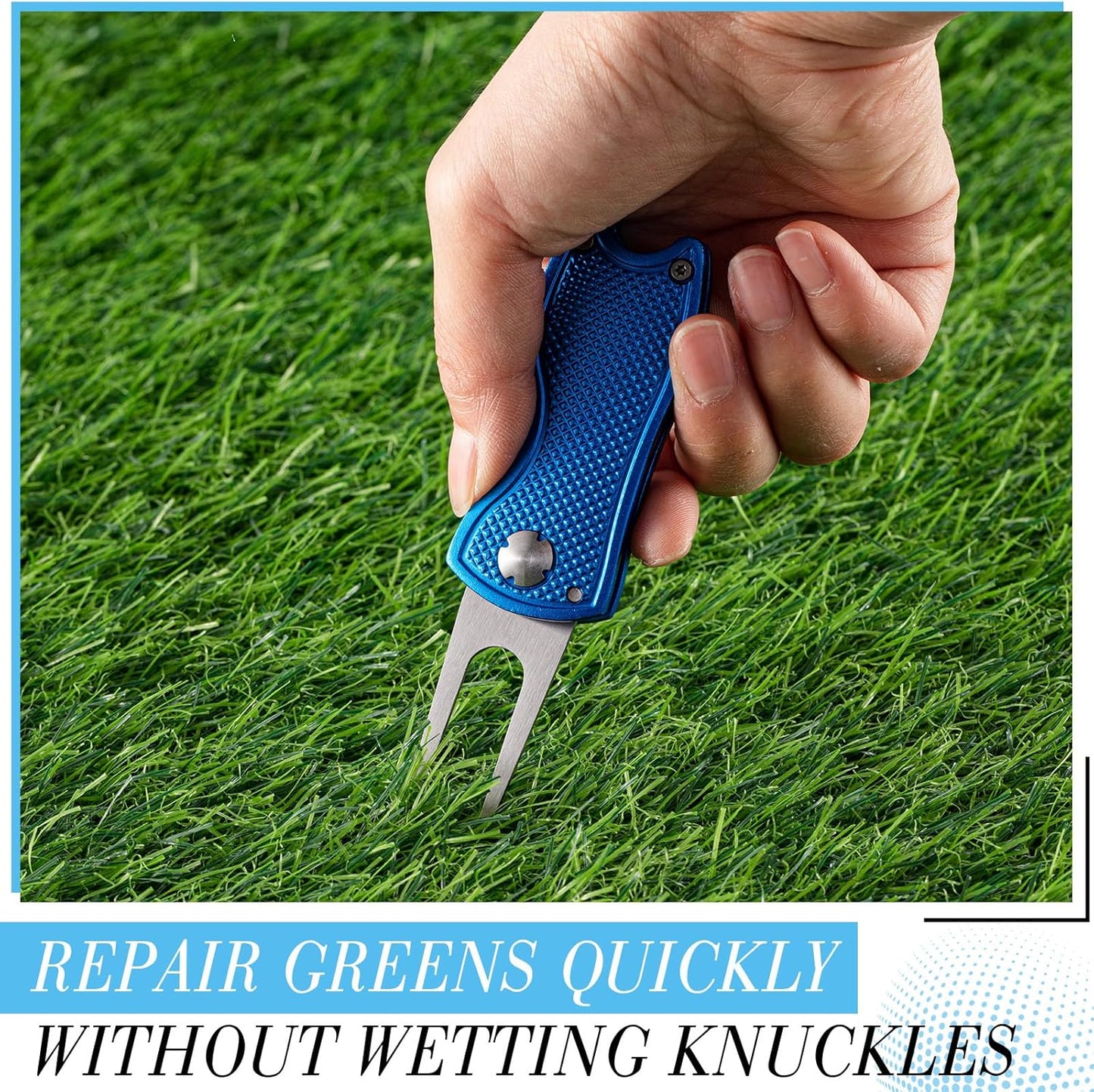 Poen 12 Pcs Golf Divot Tool Golf Repair Tool with Magnetic Ball Marker and Popping Button Metal Foldable Switchblade Repair Fixer for Golfers Prizes