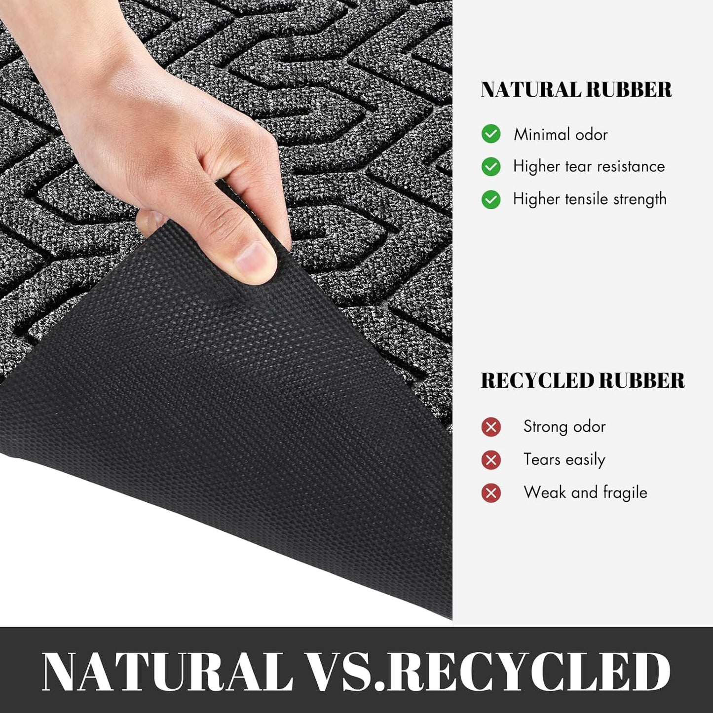 Yimobra Extra Large Door Mat Outside Entrance 60x36, Waterproof Heavy Duty Outdoor Mats for Front Door, Non Slip Rubber Entry Mat for Garage Patio Indoor, Easy Clean, Mix Grey