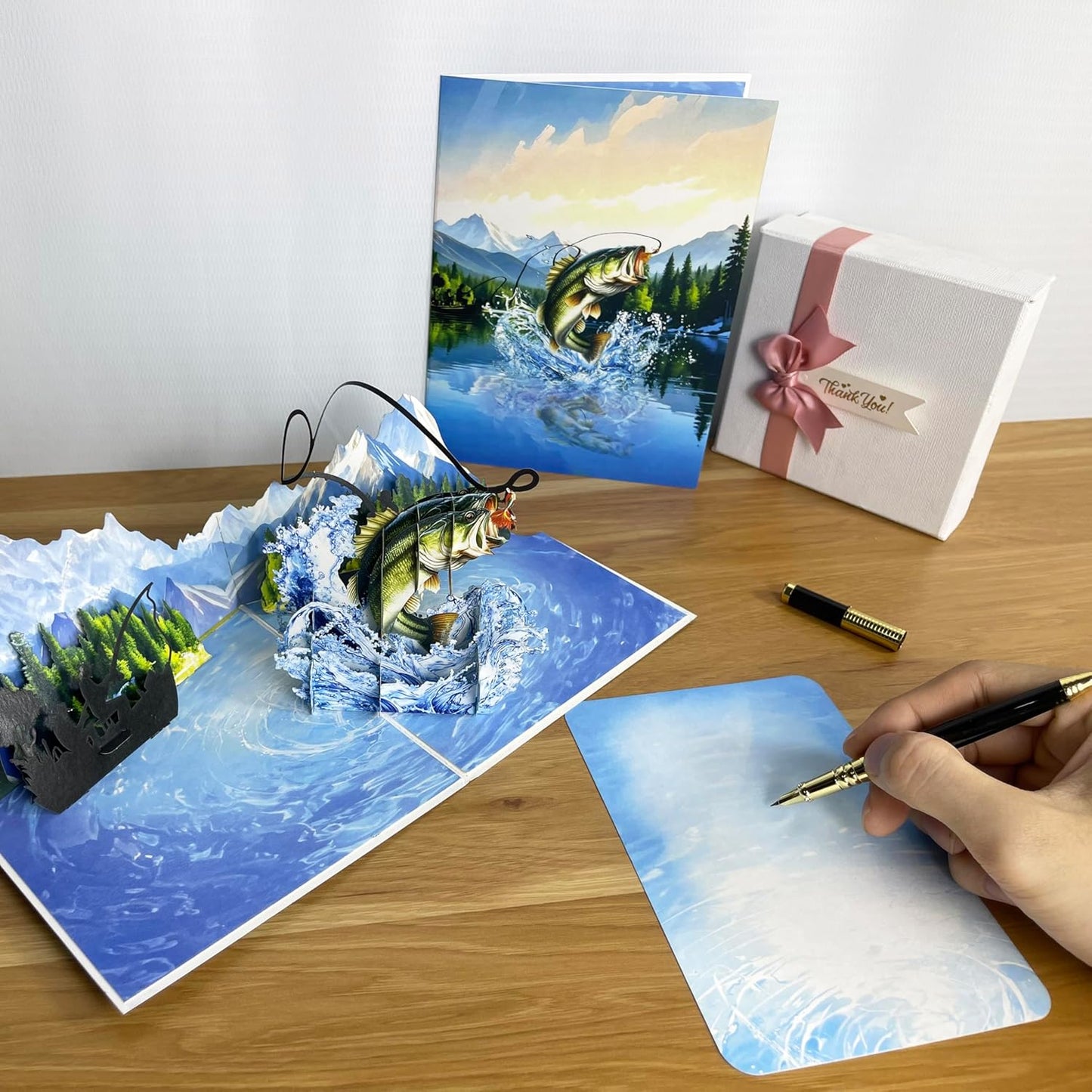 3D Bass Fish Popup Card - Handmade Fishing Paper Art for Birthday, Anniversary, Christmas, Father’s Day - Unique Greeting Card Gift for Him, Dad, Mom, Son, Husband, Boyfriend, Fisherman
