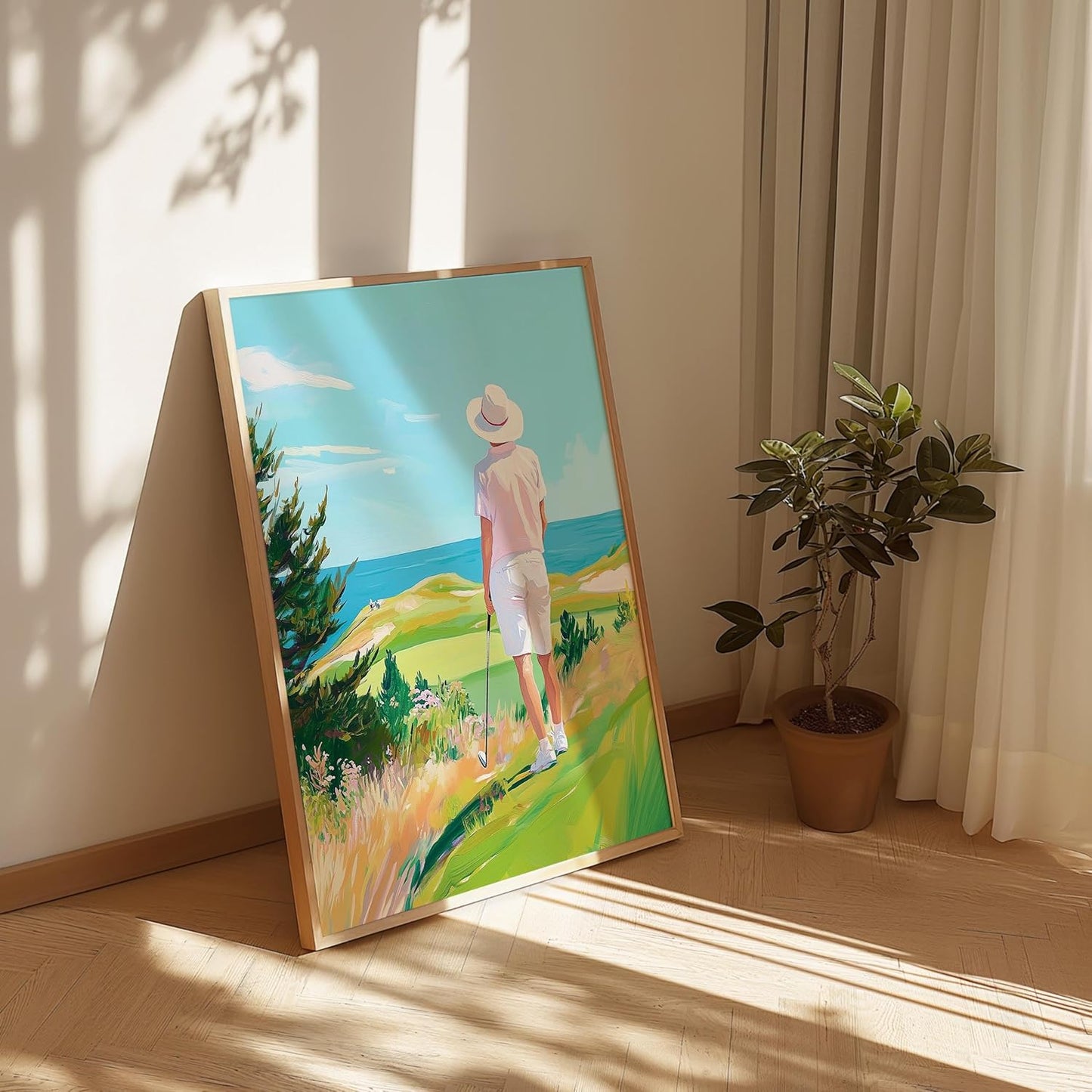 Golf Course Floral Pastel Art Print Posters - Premium Giclee Fine Art Prints - Golf Course Home Decor Posters, Golfer Art Prints for Home and Office Decor - Vintage Aesthetic, Ready to Frame