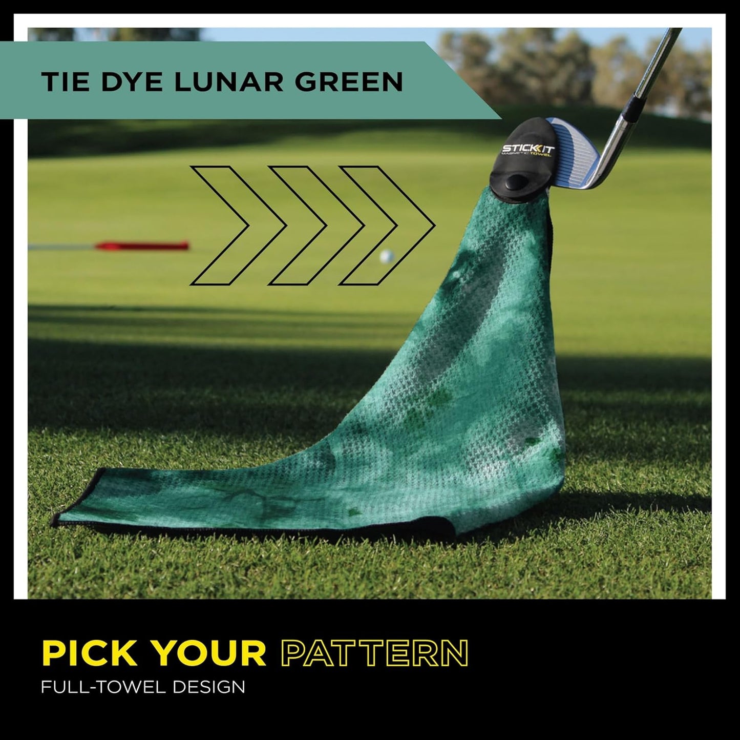 STICKIT Magnetic Golf Towel, Premium 29" Microfiber with Deep Waffle Pockets, Industrial Strength Magnet for Secure Hold to Golf Carts & Clubs, Ultra-Absorbent, Fast-Drying, Easy-Clean