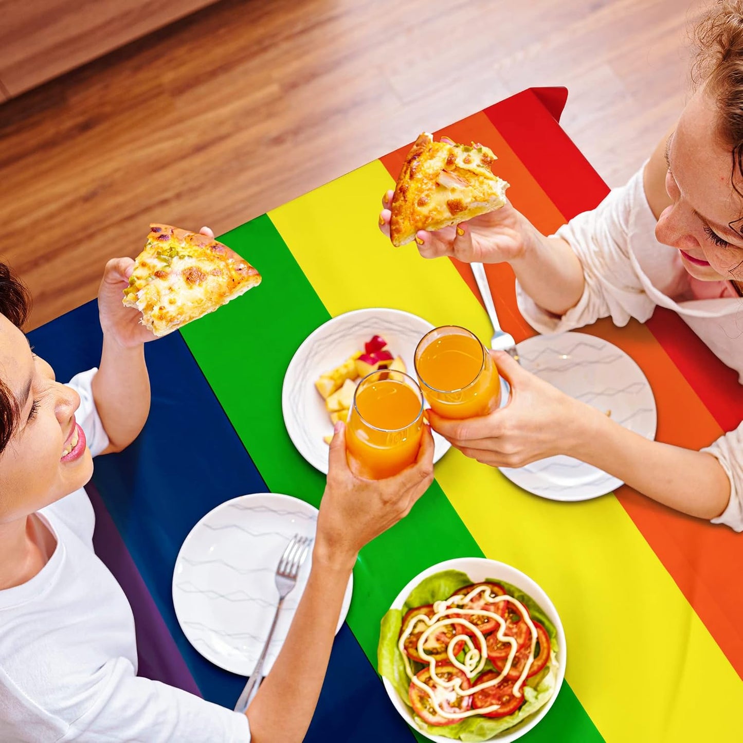 4 PCS Pride Decorations, 108 x 54 Inches Disposable Pride Tablecloth, Plastic Rectangle Rainbow Table Covers Pride Stuff, Gay Pride Month Accessories for Rainbow Theme LGBTQ Community Party Decor