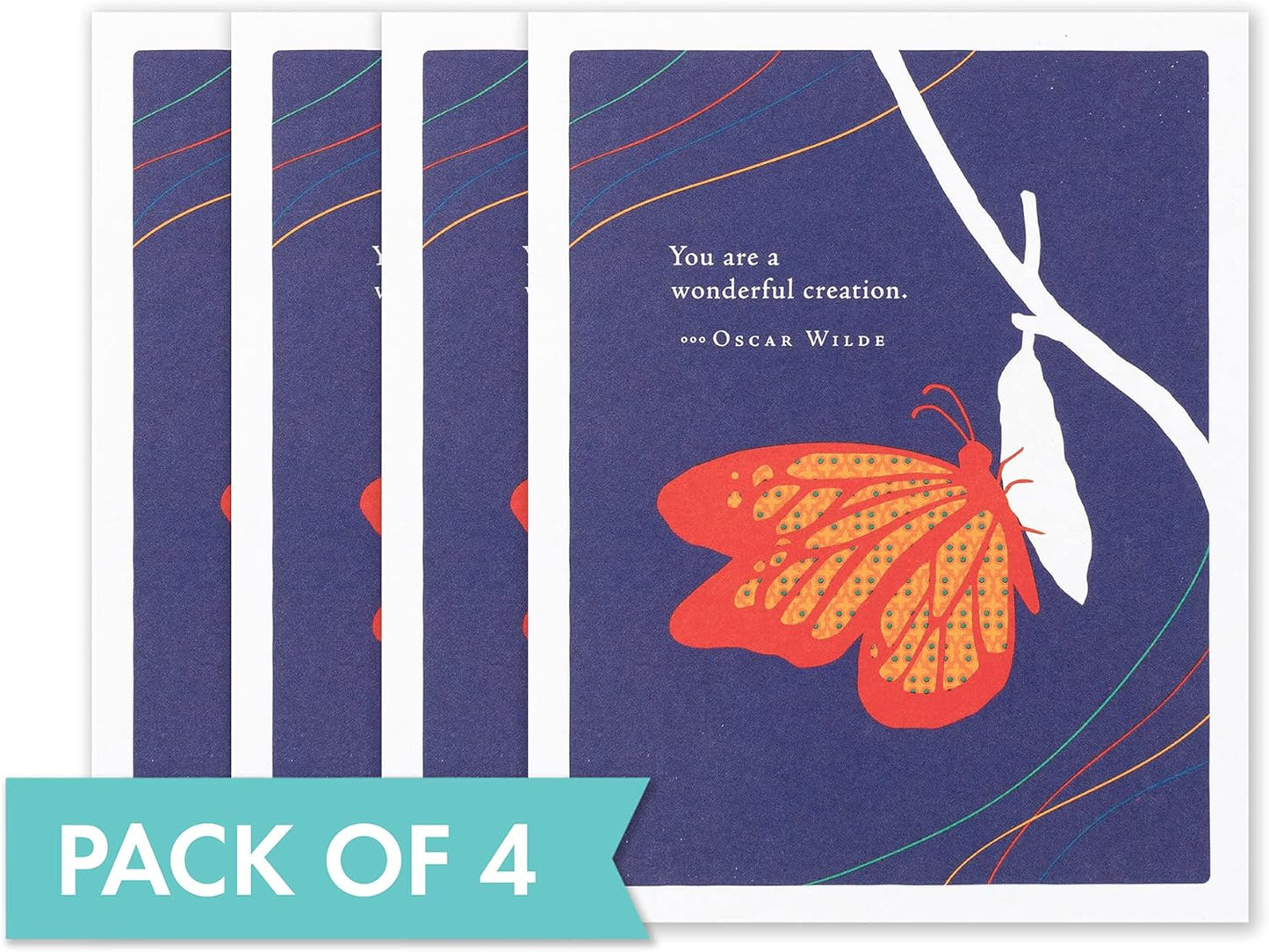 Compendium Positively Green 4-Pack of Encouragement Cards – You are a wonderful creation (Four Cards Total, One Design, with Envelopes)