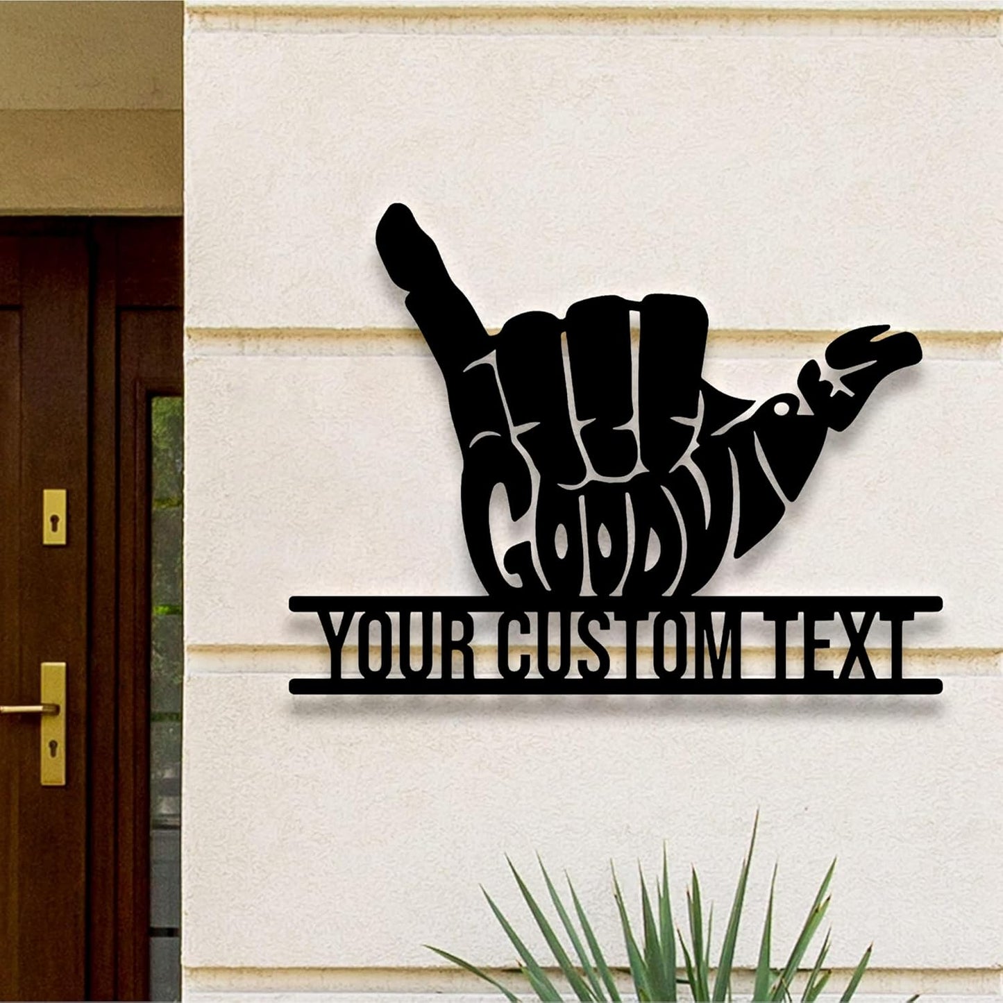 Custom Hang Ten Surfing Hand Metal Wall Art With LED Lights Summer Vibes, Outside Wall Hanging, Home Decor, Birthday Gift, Christmas Gift