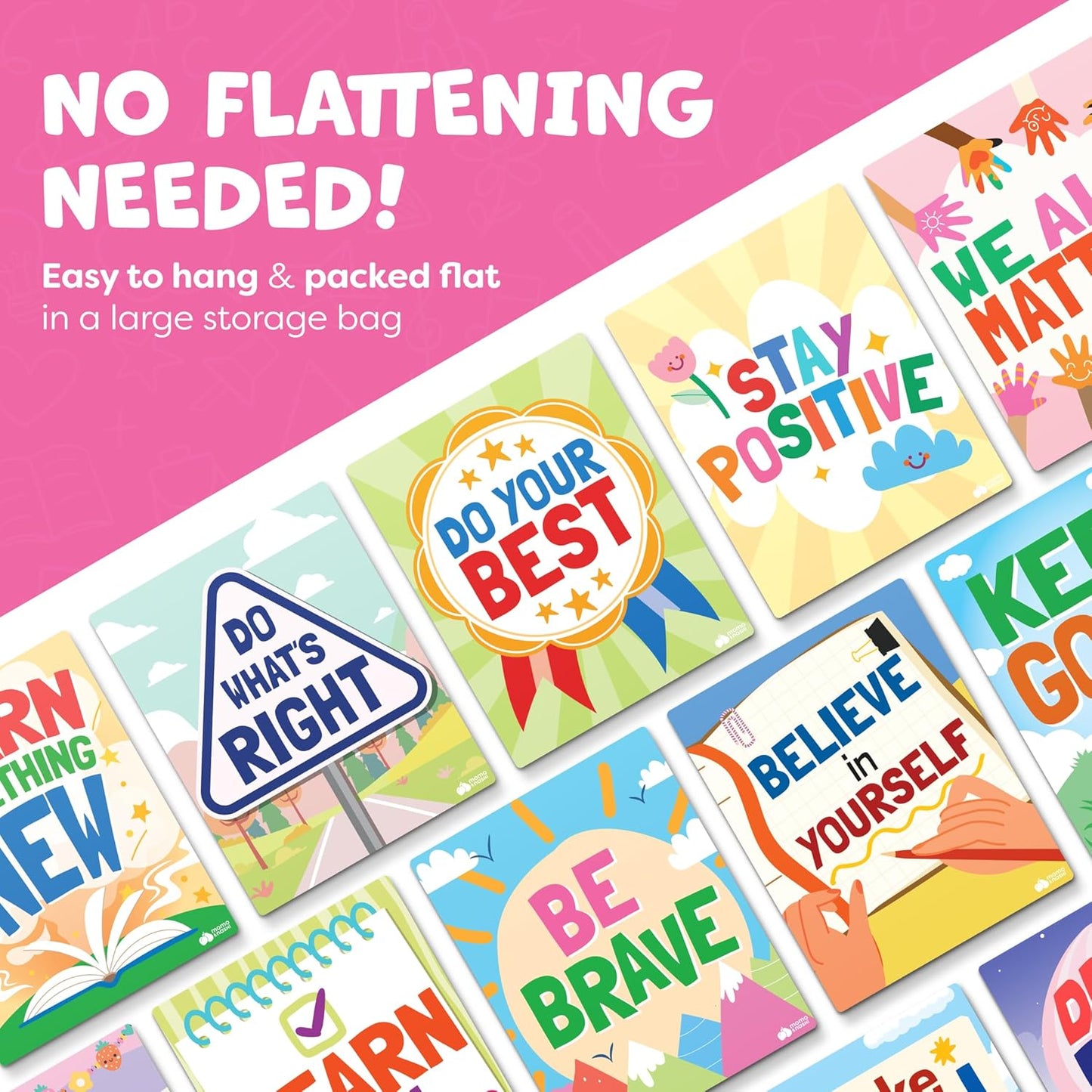 Motivational Posters for Classroom - 14pc Positive Inspirational Posters for Classroom Elementary Middle School High School - Positive Affirmation Wall Decor, Motivational Bulletin Board Decorations