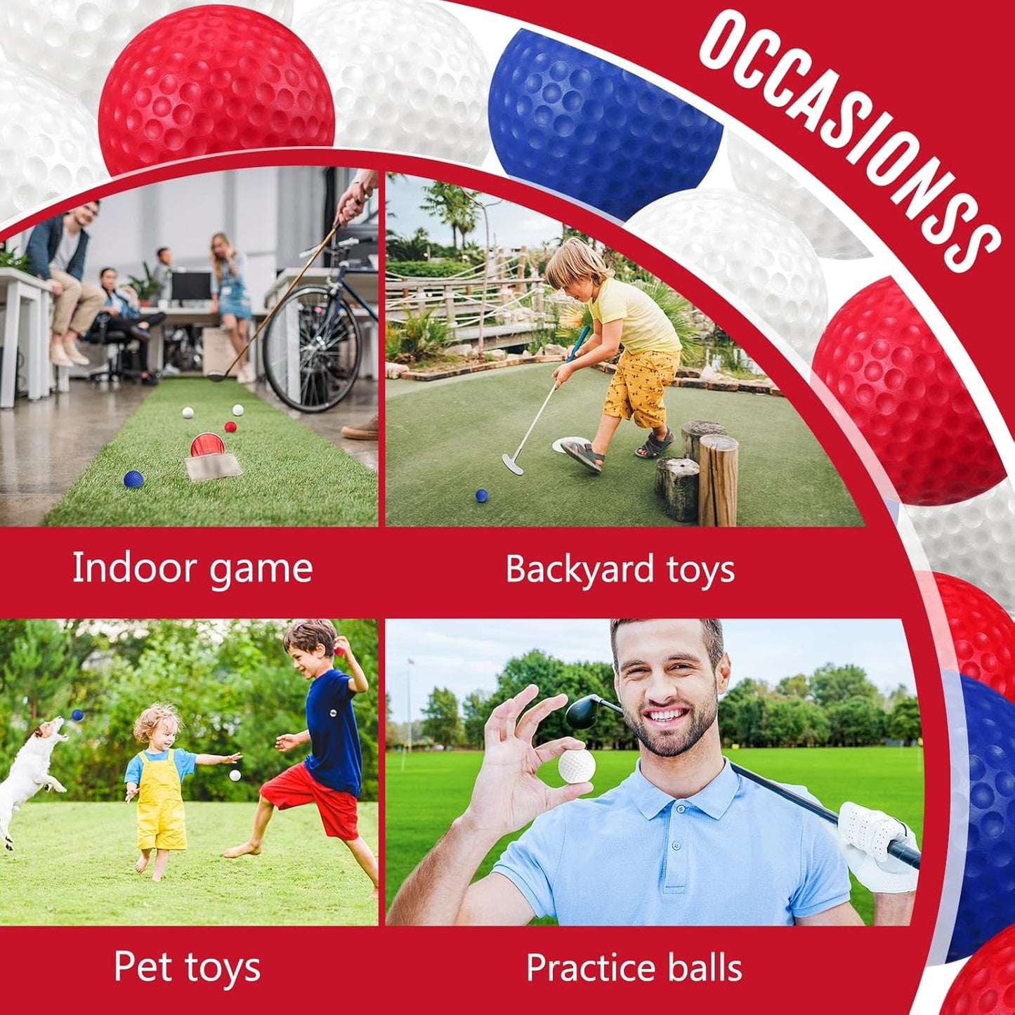 Junkin 80 Pcs Foam Golf Balls Rubber Practice Balls Realistic Feel and Flight Sport Training for Indoor or Outdoor Backyard Golf Training