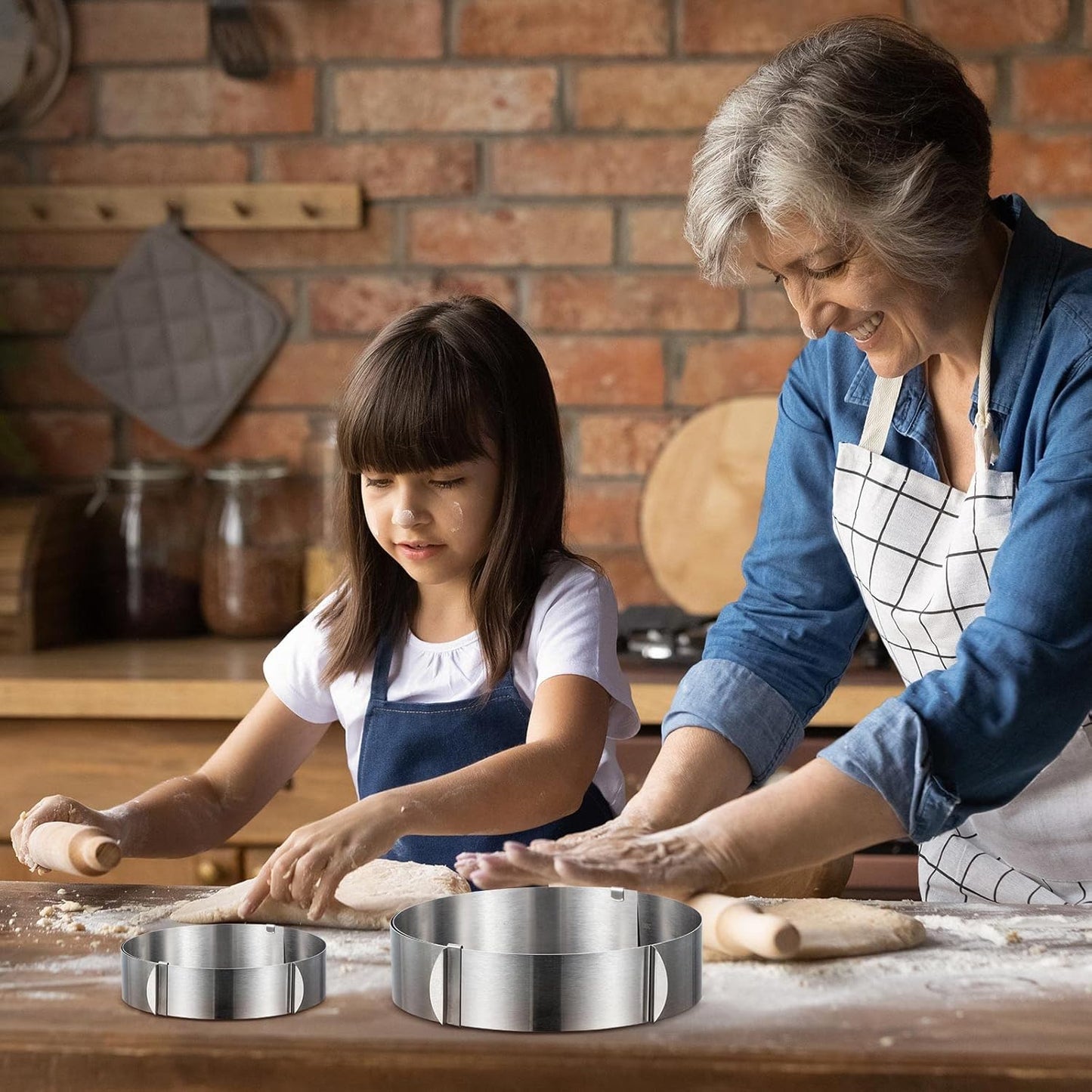 Amylove 6-12 Inch Round Cookie Cutter Adjustable Circle Cookie Cutter Stainless Steel Round Cake Trimmer for Baking Kit Mousse Layered Cake Biscuit Food Tiramisu Pastry