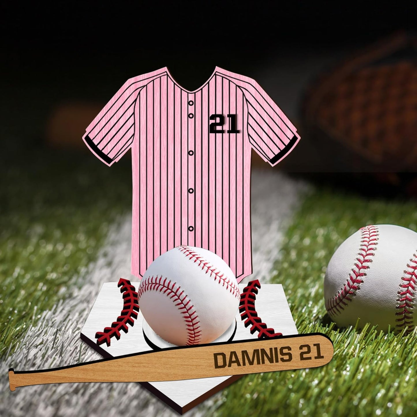 Personalised Baseball Ball Holder Custom Name Number Baseball Jersey Sign Display Case Home Run Baseball Ball Desk Tidy Home Decor Gift for Boy Men Dad Grandpa (Baseball Jersey Baseball Holder)