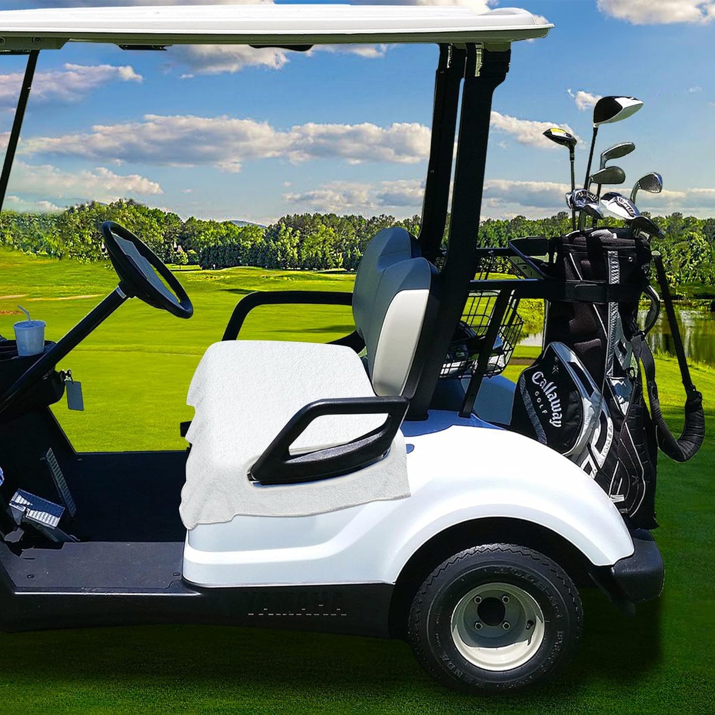 YOKYHOM Golf Cart Seat Covers, Premium Solid Color Golf Cart Seat Towel Blanket, 100% Microfiber, Soft and Comfortable, Fits EZGO, Club Car, and More 2-Seat Golf Carts, 51''x 31''