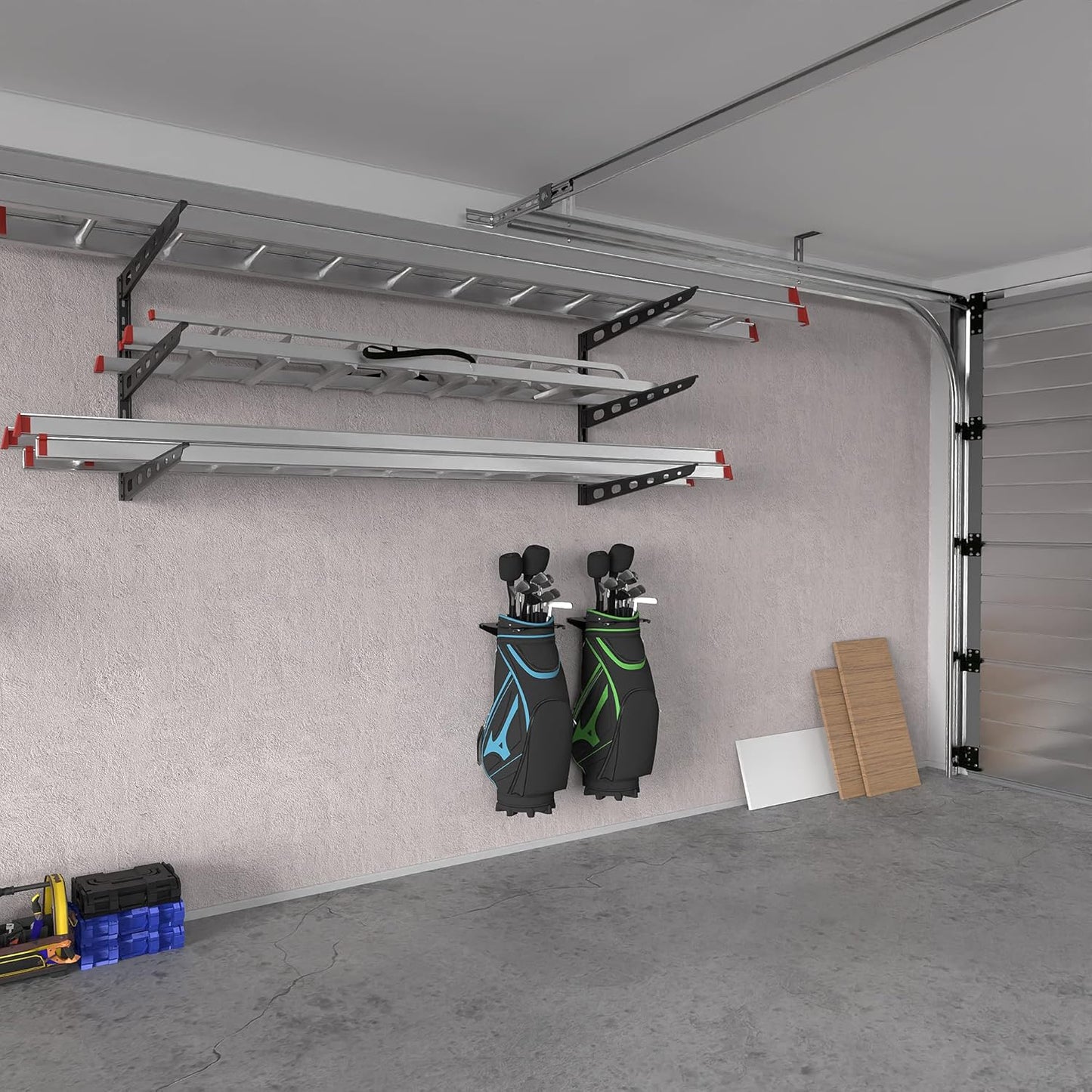 Koova Golf Bag Rack | Fits Any Club & Travel Bags | Wall Mount Storage Organizer for Garage & Sheds | Easy Install