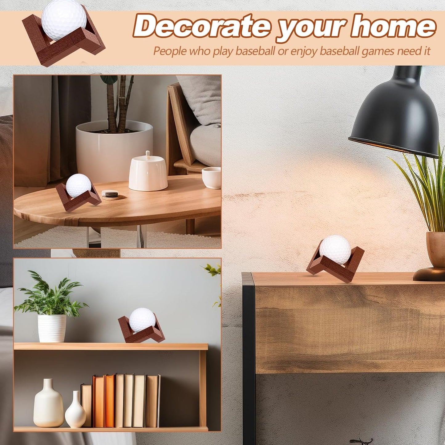 1 Pack Golf Ball Display Stand 1.97 Inch Wooden Golfball Display Case Baseball Rack Holder for Souvenir Collections Tabletop Decor Men Golf Enthusiasts(Walnut Color)