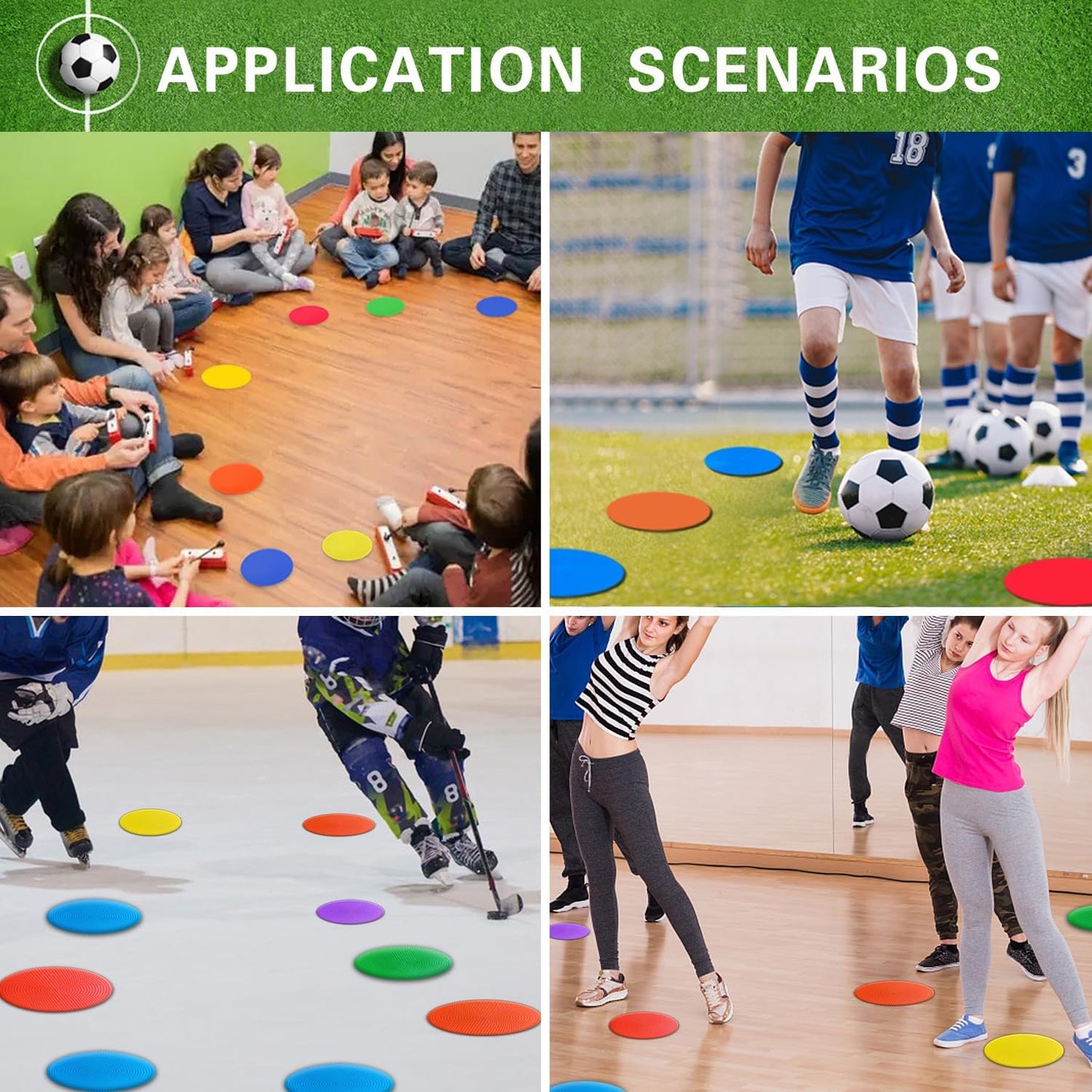 Poly Spot Markers 9 inch Non-Slip Rubber Agility Training Markers Floor Dots Flat Field Cones for Football, Soccer, Basketball, School Exercise Drills, Dance Practice