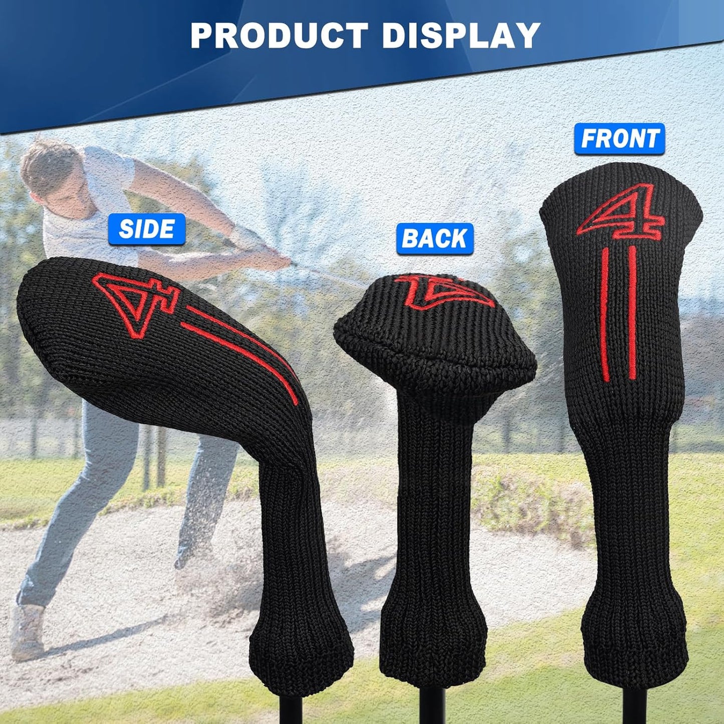 mytag 8PCS Golf Hybrid Iron Covers Set, Knit Hybrid Head Covers, Fits Cobra T Rail, Cleveland Launcher, Wilson Launch Pad, Tour Edge Hot Launch - Customizable
