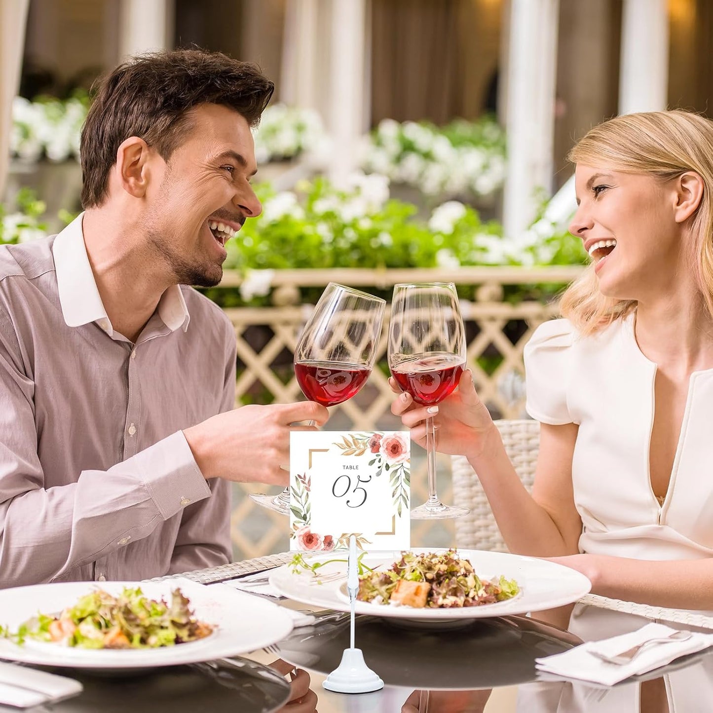 Skyygemm 12 Pcs Table Number Holders 3 Inch Place Card Holder with Alligator Clip Metal Place Card Stands Table Sign for Photos, Food Signs, Birthdays, Weddings (White)