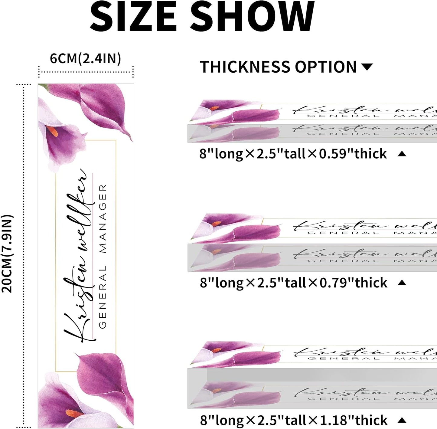 Personalized Name Plate for Desk Custom Acrylic Desk Name Plate Custom Employee Appreciation Gifts Office Gifts for Women, Men, Boss, Coworkers, Teacher, Nurse (Purple Calla Lily)