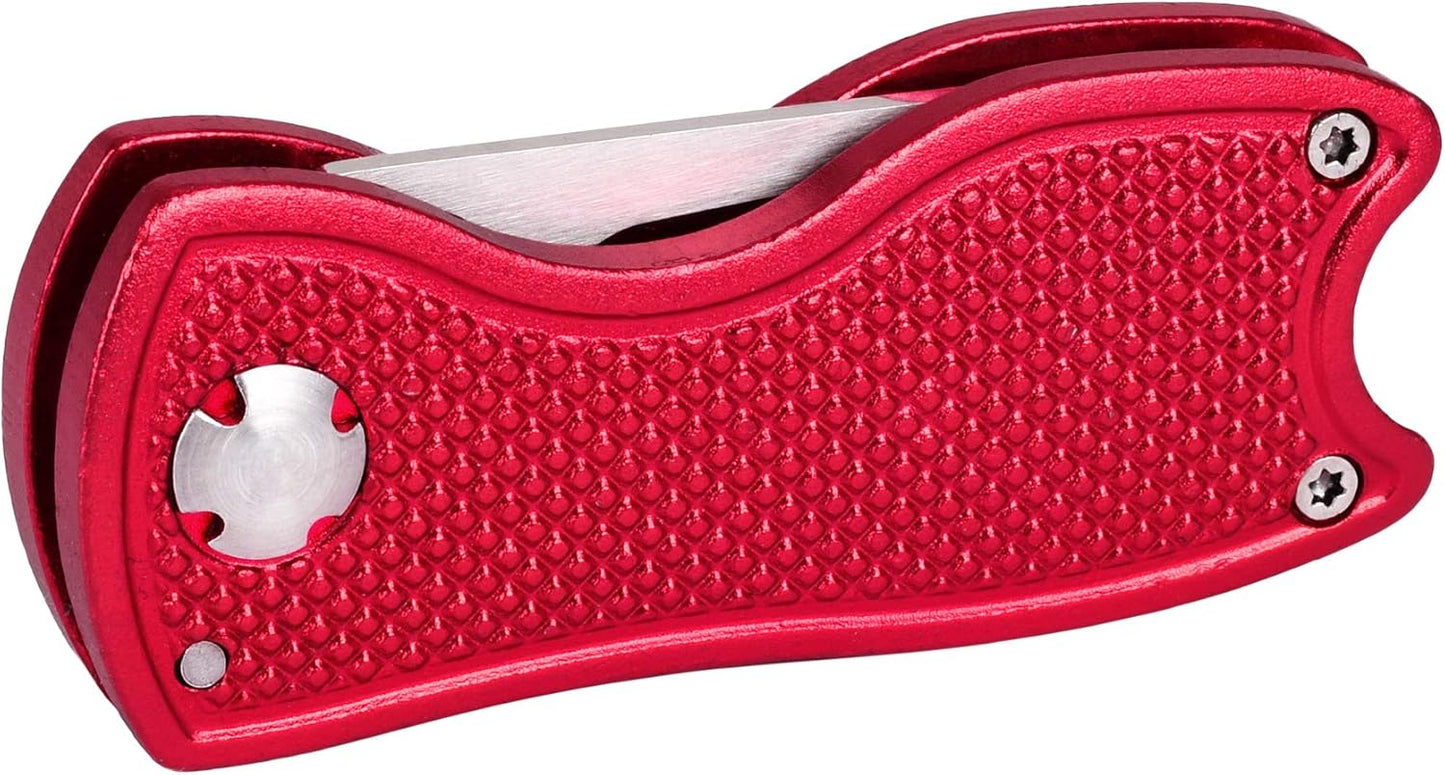 Mile High Life Golf Divot Repair Tool, All Metal Foldable Divot Tool with Pop-up Button & Magnetic Ball Marker, 2-6 Pack