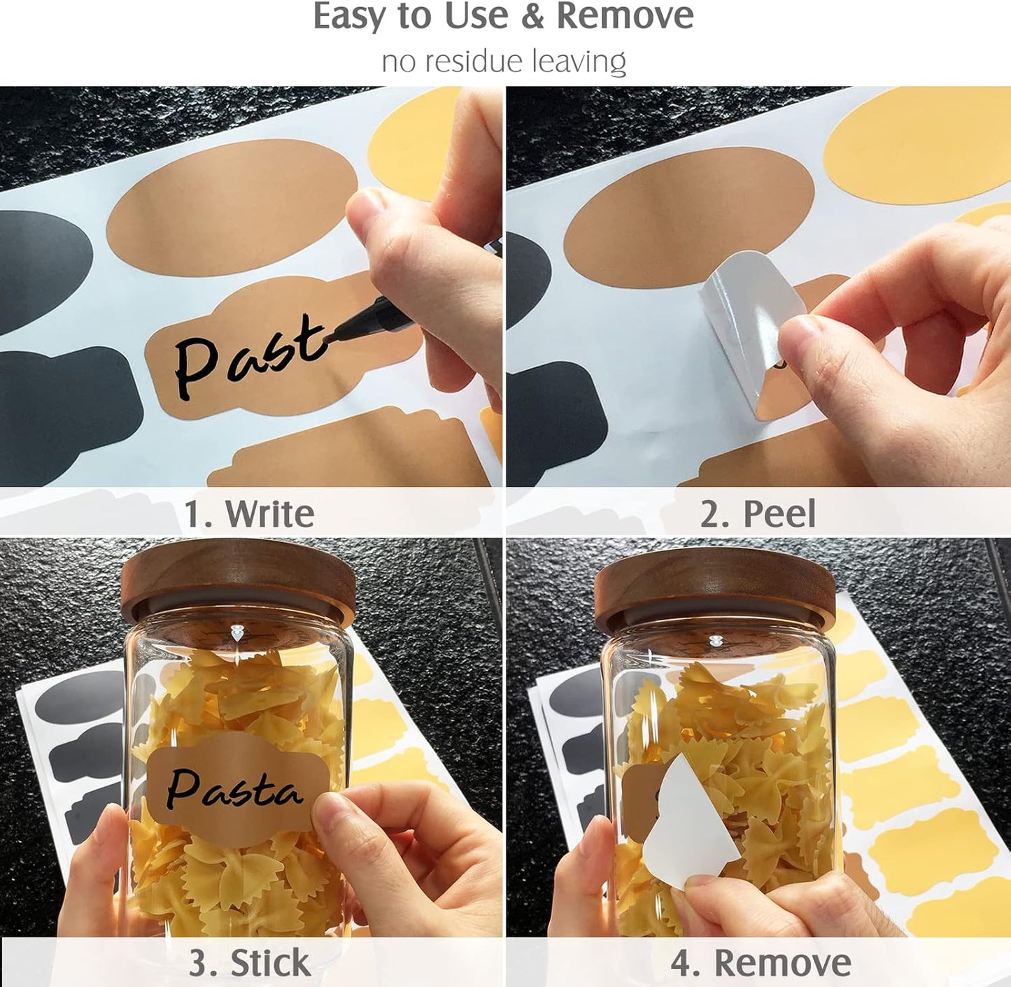 Nardo Visgo 108pcs Colored Labels for Food Containers with 2 Markers, Waterproof Removable Self-Adhesive Colorful Chalkboard Label Stickers for Kitchen Spice Jar Bottle Storage Bin Pantry Organizing