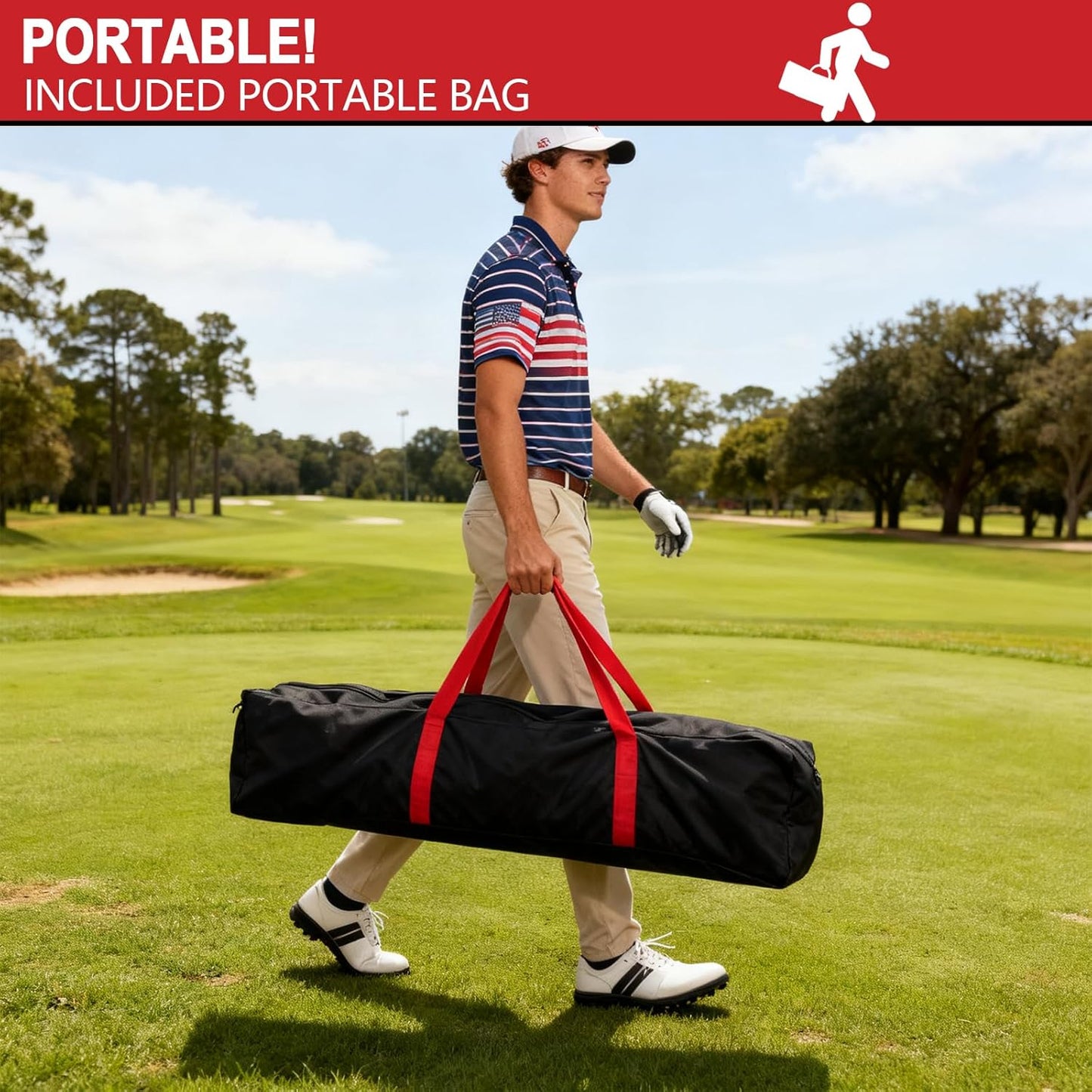 Golf Practice Net 10x7FT, Heavy Duty Golf Hitting Net with Target Net, Indoor Outdoor Training for Backyard Driving & Garage, Complete Set with Golf Balls & Tees, Turf, Carry Bag