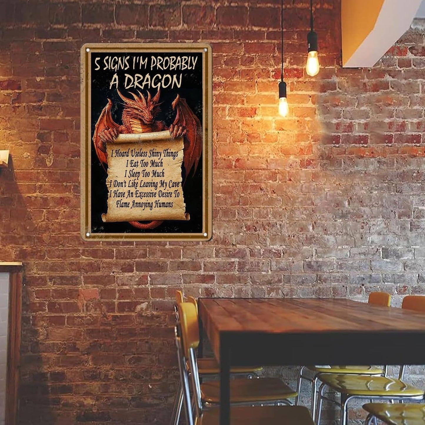 Dragon Wall Art Decorations Vintage 5 Signs I’M Probably A Dragon Accessories Poster Vertical Metal Tin Sign 12x8 Inch Home Kitchen Garden Wall Decor