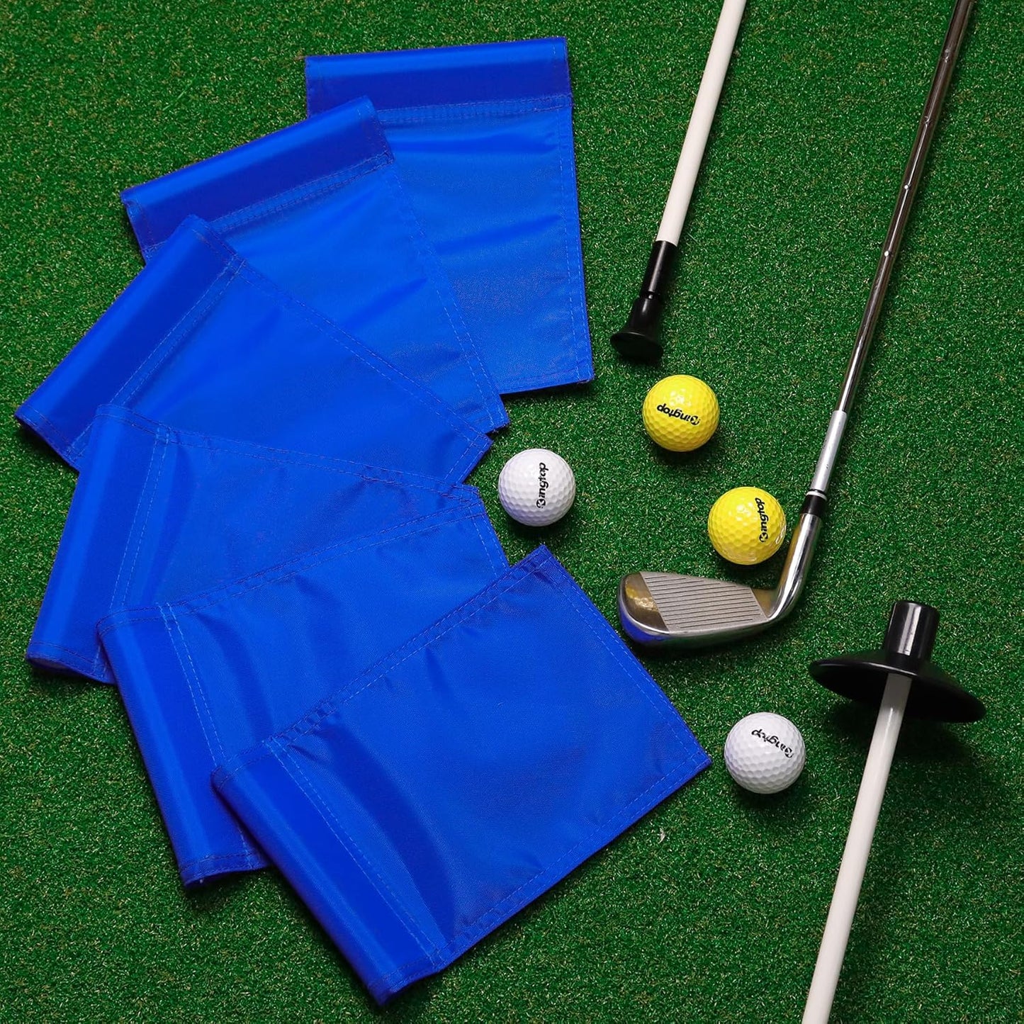 KINGTOP Solid Golf Flag All 8x6 Inch - 420D Nylon, Tube Inserted - Mini Putting Green Flags for Backyard Practice
