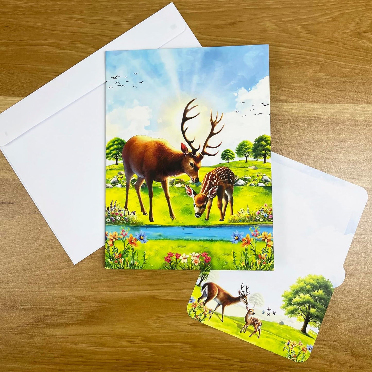 3D Deer Popup Card - Handmade Wildlife Paper Art for Birthday, Anniversary, Christmas, Mother's Father’s Day - Unique Gift for Him, Her, Dad, Son, Husband, Hunter, Deer Lover
