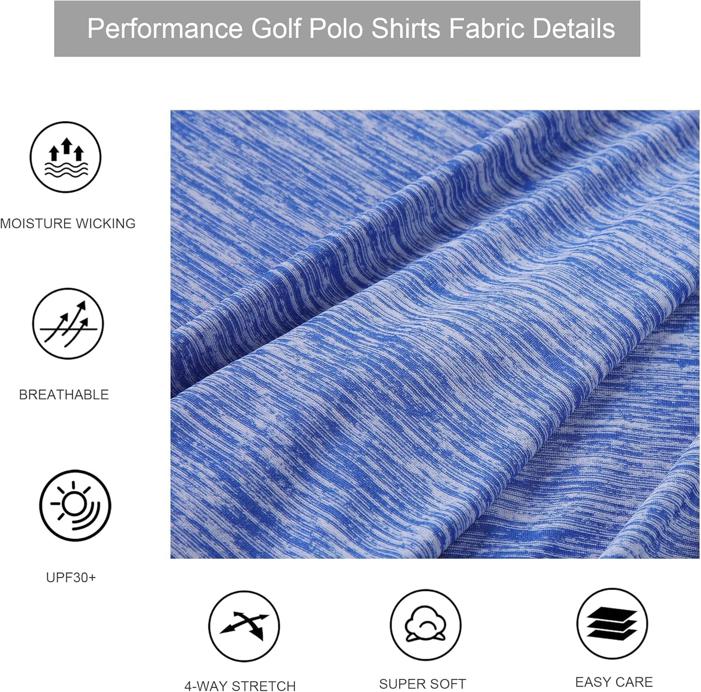 Alex Vando Mens Golf Shirt Moisture Wicking Quick-Dry Short Sleeve Casual Polo Shirts for Men