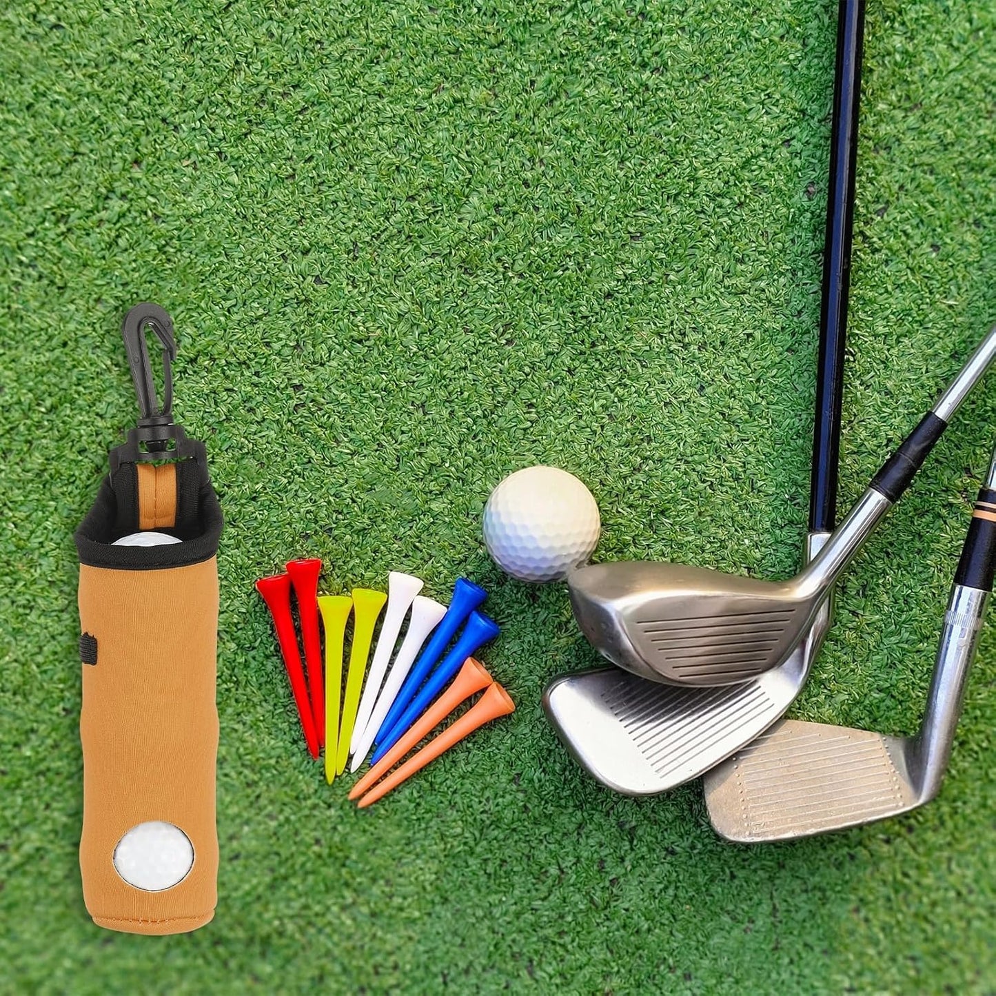 uxcell Golf Ball Carry Bag, Waist-Mounted Storage Bag Neoprene Golf Tee Holder Pouch with Lightweight Hook for Men and Women