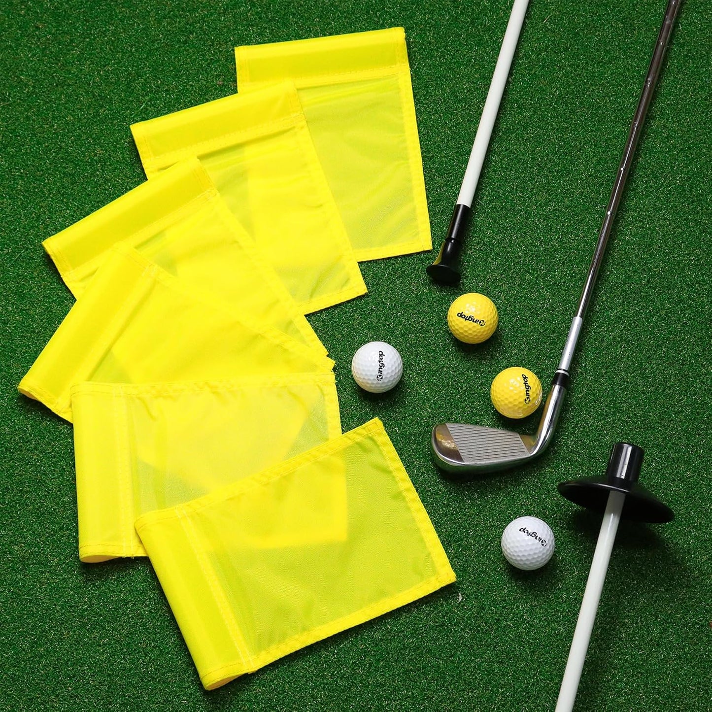 KINGTOP Solid Golf Flag All 8x6 Inch - 420D Nylon, Tube Inserted - Mini Putting Green Flags for Backyard Practice