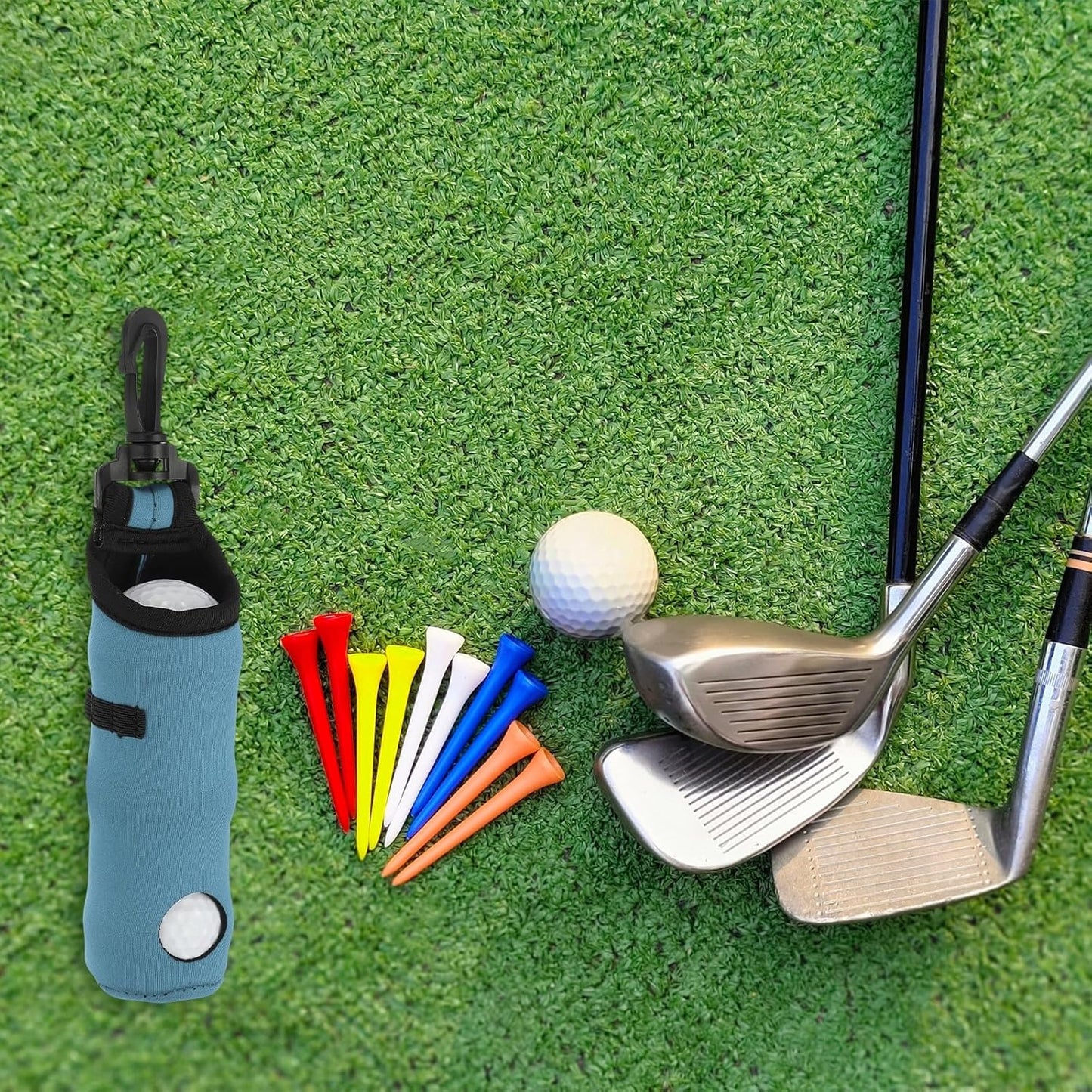 uxcell Golf Ball Carry Bag, Waist-Mounted Storage Bag Neoprene Golf Tee Holder Pouch with Lightweight Hook for Men and Women