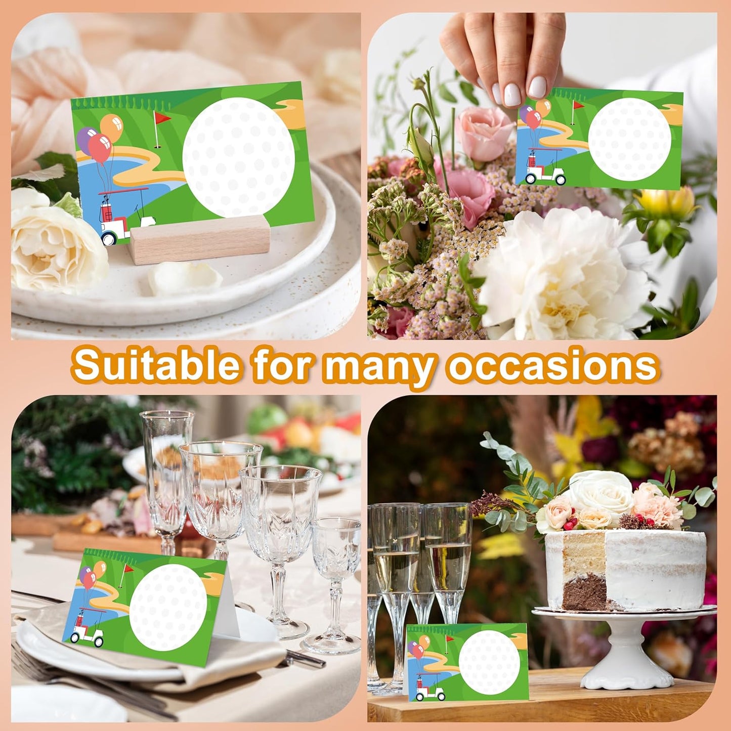 Golf Place Cards, Hole in One Table Place Cards For Table Setting, Sports Themed Name Cards For Birthday Party Baby Shower Golf Party, 25 Cards Included -03