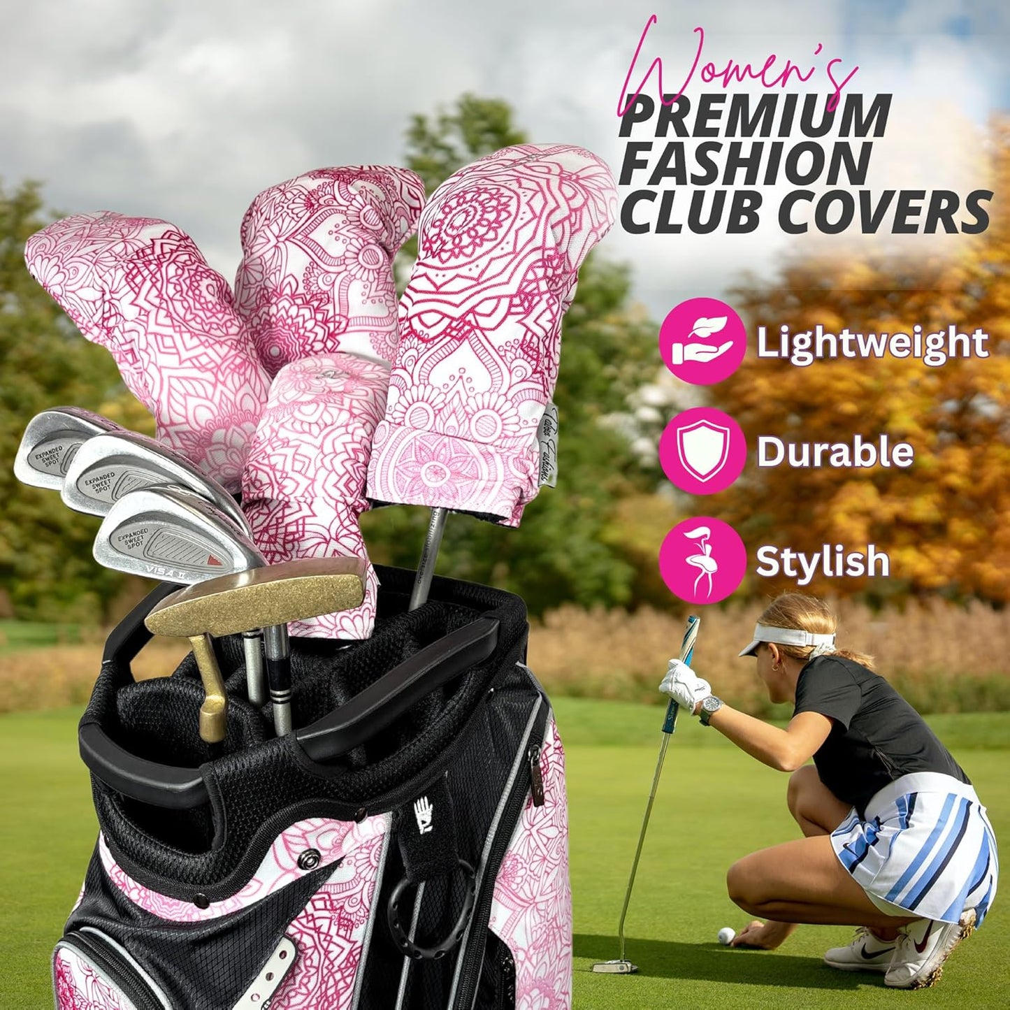 Taboo Fashions Resort Collection Golf Club Covers for Women - Numbered Golf Headcovers Set for Driver, Fairway and Hybrid Clubs - Weather Resistant, Pack of 4