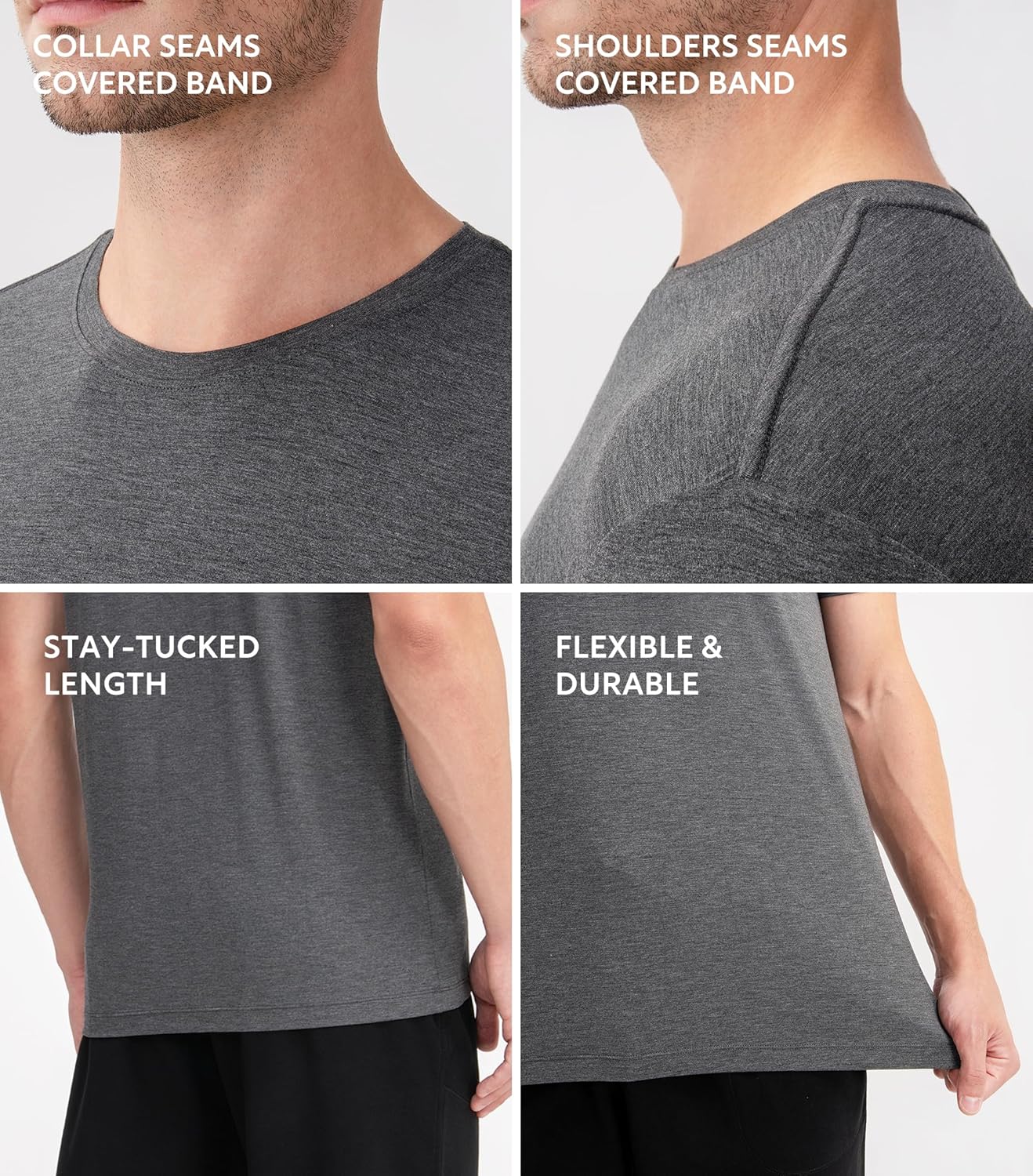 DAVID ARCHY Men's Undershirt Bamboo Rayon Moisture-Wicking Crewneck T-Shirts Stretch Tees for Men, 3 or 5 Pack