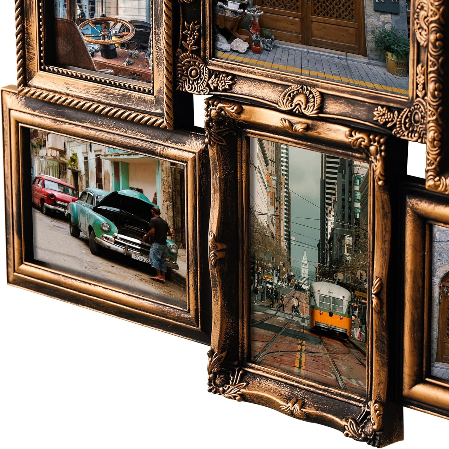 Jerry & Maggie - Photo Frame Picture Frame 20"X20" Bronze Curved Square Shape Photo Picture Frame Selfie Gallery Collage Wall Hanging For 6"x4" Photo - 9 Photo Sockets - Wall Mounting Design