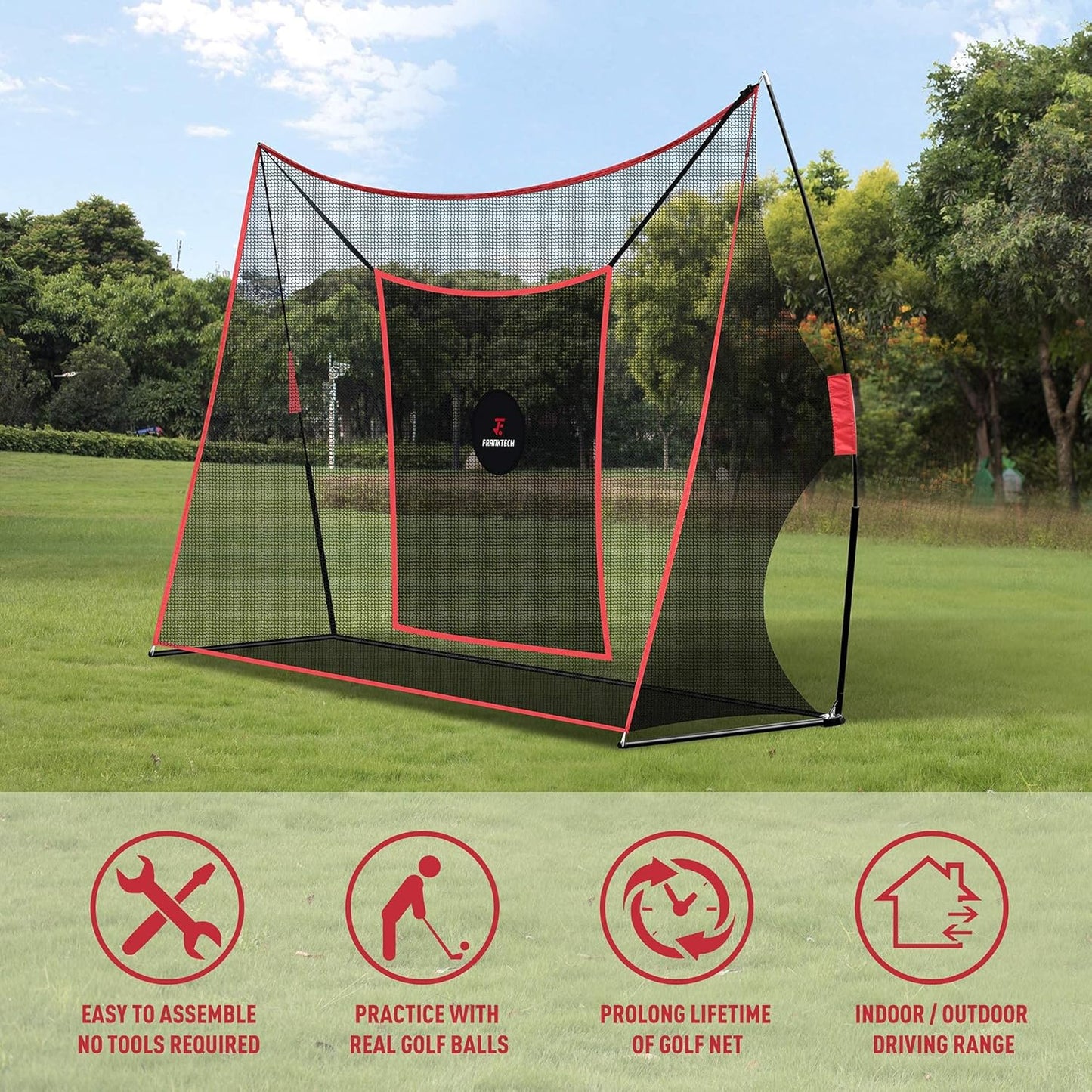 Golf Practice Net - Heavy Duty Driving Range Net with High Impact Chipping Target, Include Carry Bag and Golf Balls for Indoor Outdoor