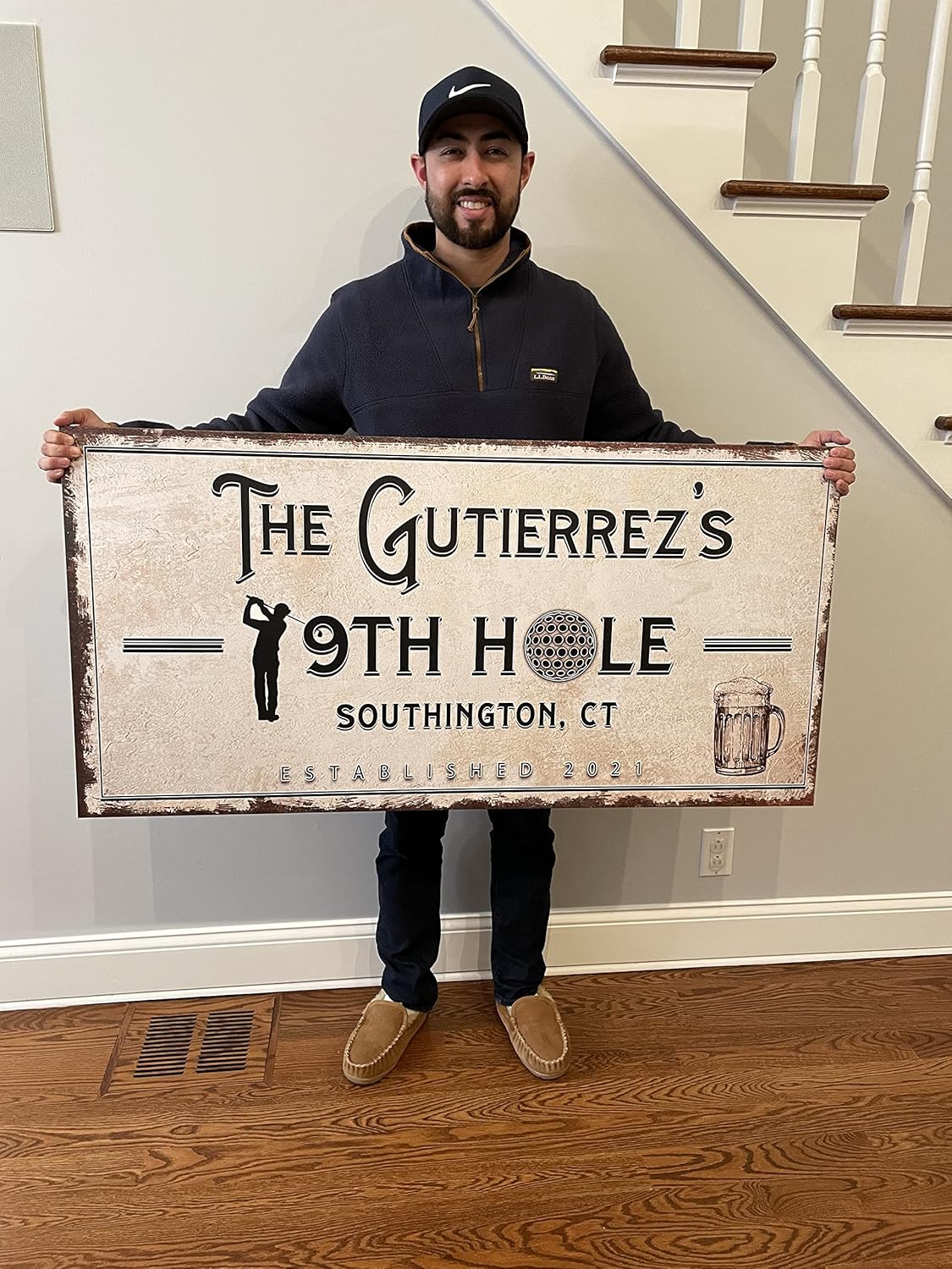 TAILORED CANVASES Golf Art Decor - Personalized Vintage Golf Wall Art Sign for Man Cave, Bedroom, Basement, Home Bar and Custom Gift for Husband, Dad, Wedding & Anniversary - 19th Hole Sign, 48"x24"