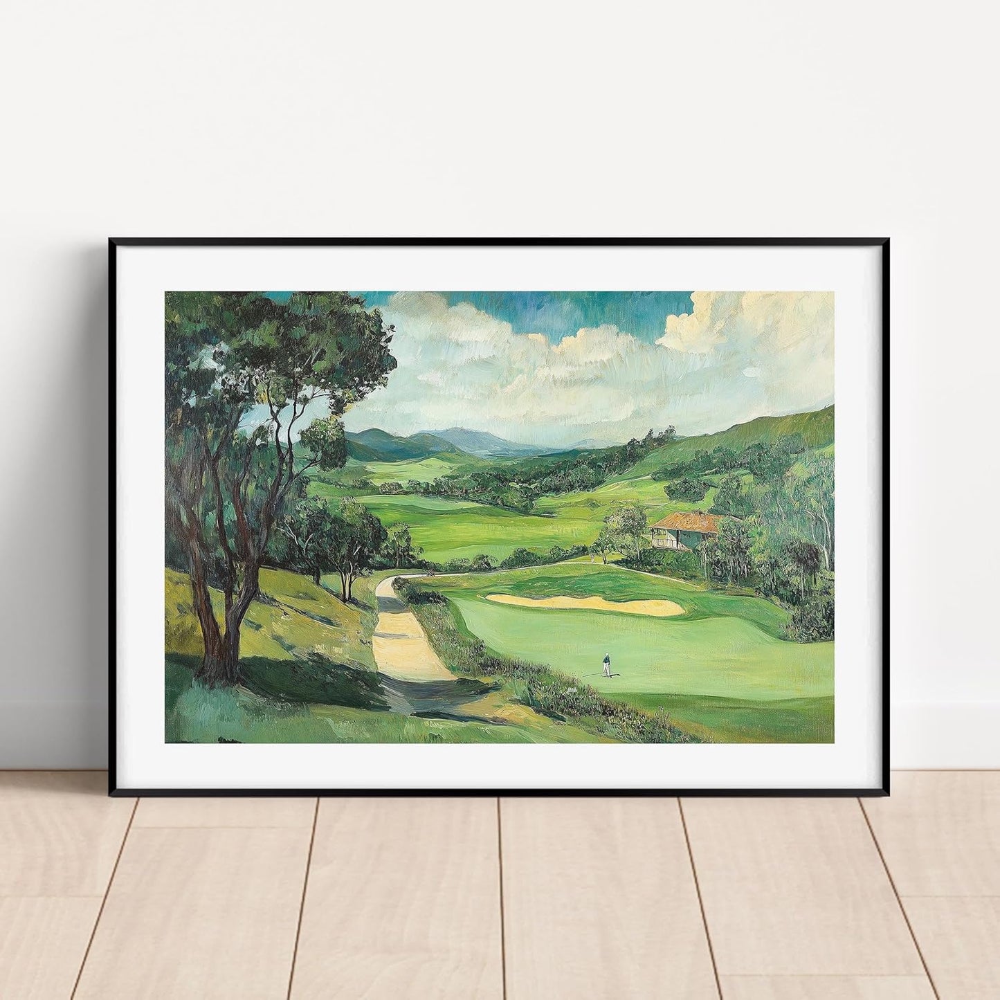 Vintage Golf Course Premium Giclee Fine Art Prints - Antique Style Golf Course Painting Posters, Golf Wall Art, Aesthetic Golfing Poster for Home Office Decor, Ready to Frame