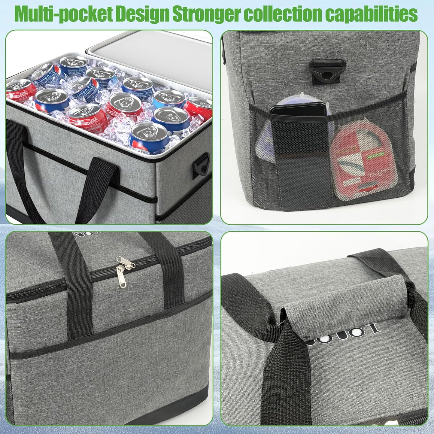 10L0L Golf Cart Ice Bag, 27L Large Capacity Waterproof Oxford Cooler with Multi-Pocket Design, 6-Hour Insulation, Easy Access & Lightweight for Yamaha EZGO Club Car Golf Cart Accessories (Black/Gray)